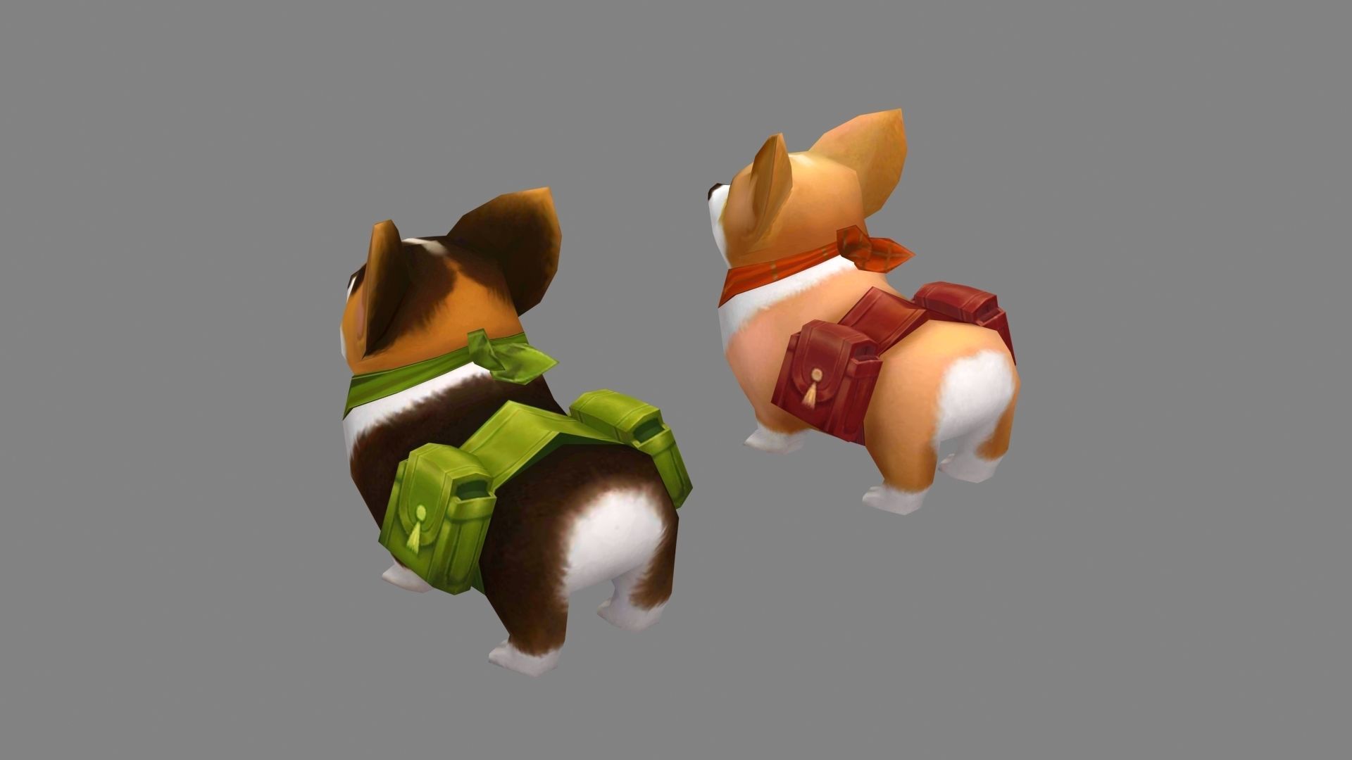 Cartoon corgis - puppy dogs  Low-poly 3D model_1