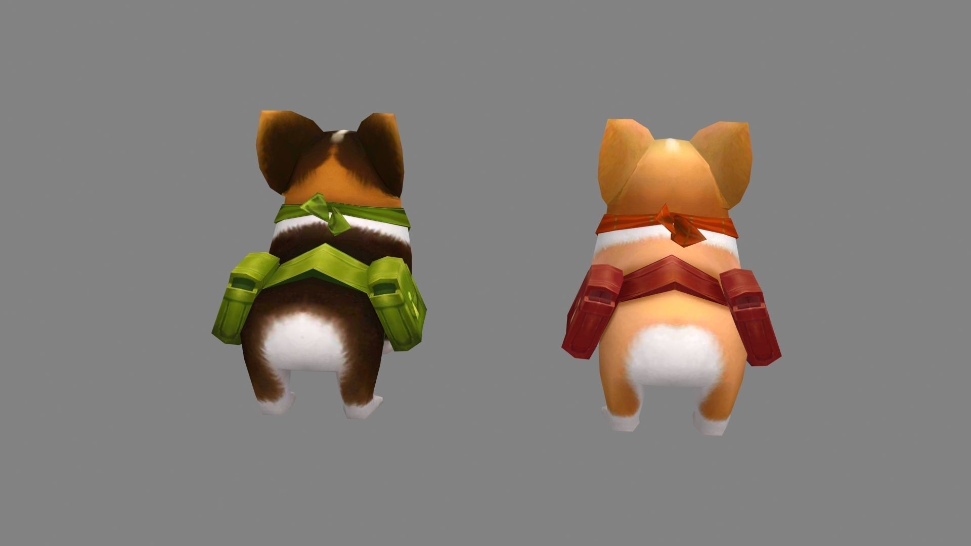 Cartoon corgis - puppy dogs  Low-poly 3D model_2