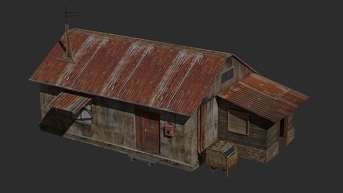 Low Post-Apocalyptic House Dirty Low-poly 3D model