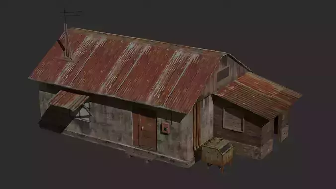 Low Post-Apocalyptic House Dirty Low-poly 3D model
