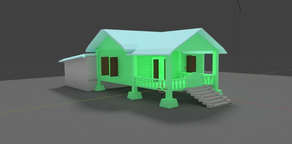 Single Green Village 3D model_1