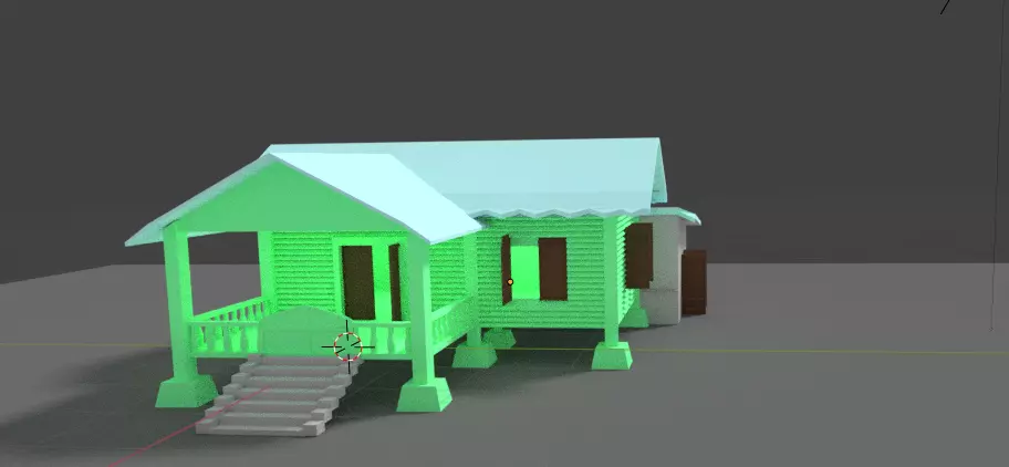 Single Green Village 3D model_0