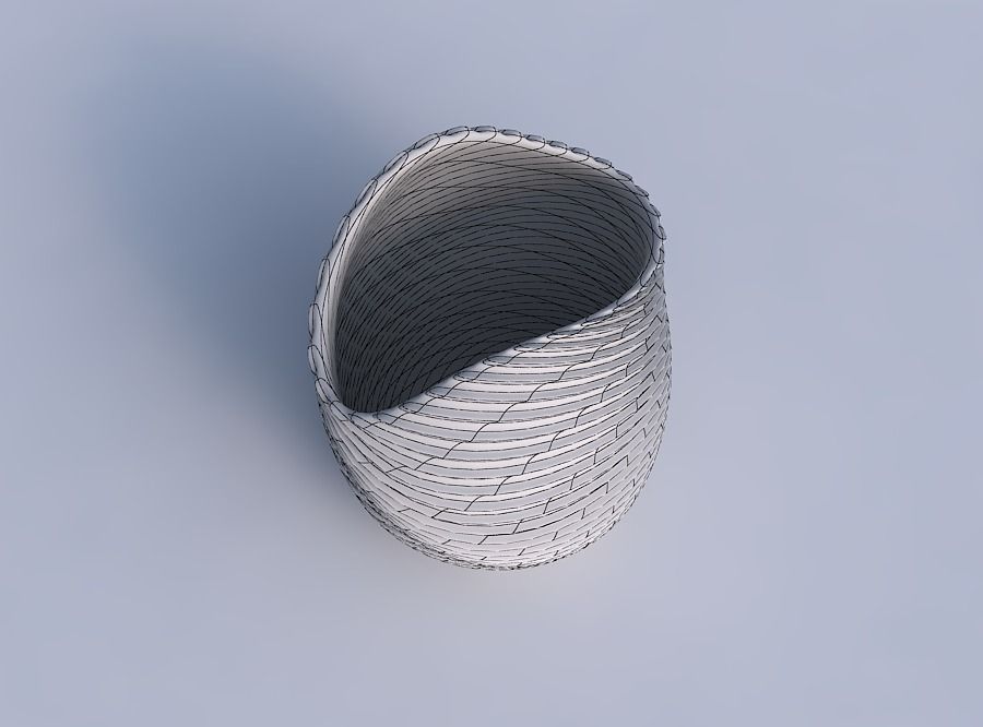 Bowl compressed and twisted with bent extruded lines 2 3D print model_6
