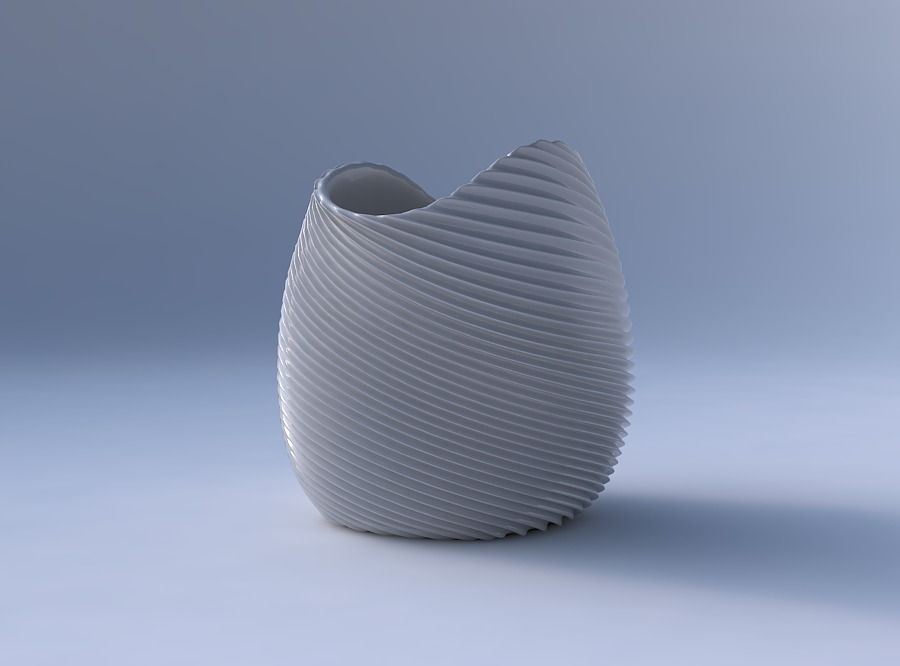 Bowl compressed and twisted with bent extruded lines 2 3D print model_4