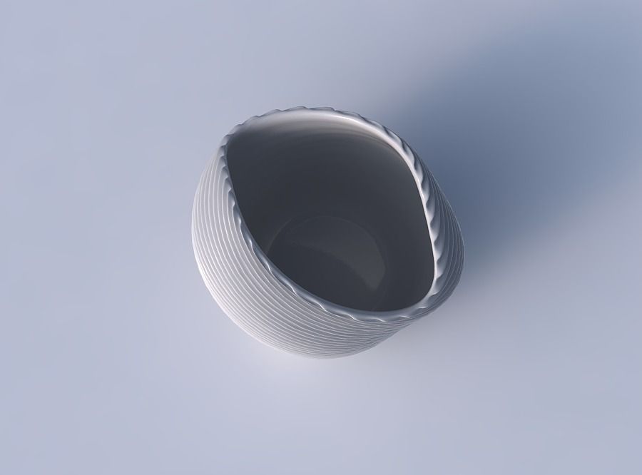 Bowl compressed and twisted with bent extruded lines 2 3D print model_2