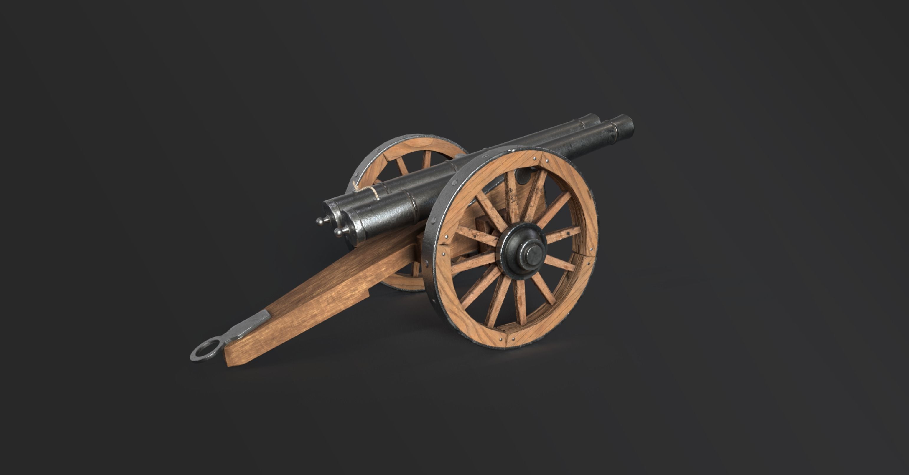 Medieval or Modern Era Twin Cannon Low-poly 3D model_1
