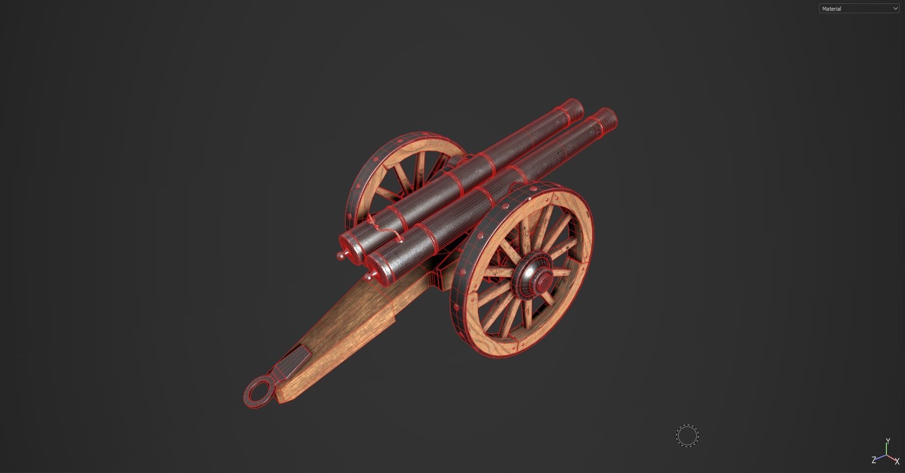 Medieval or Modern Era Twin Cannon Low-poly 3D model_3