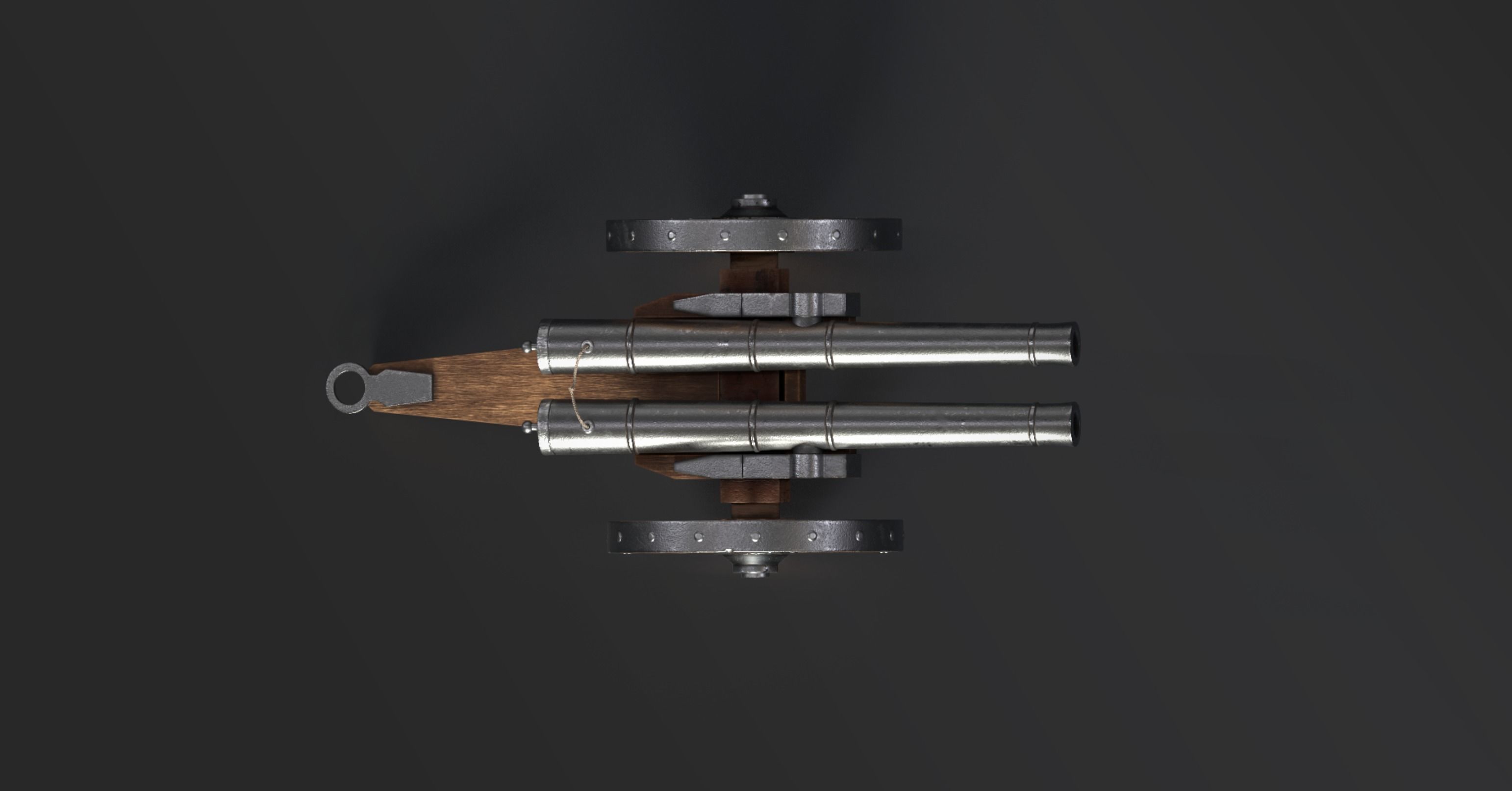 Medieval or Modern Era Twin Cannon Low-poly 3D model_2