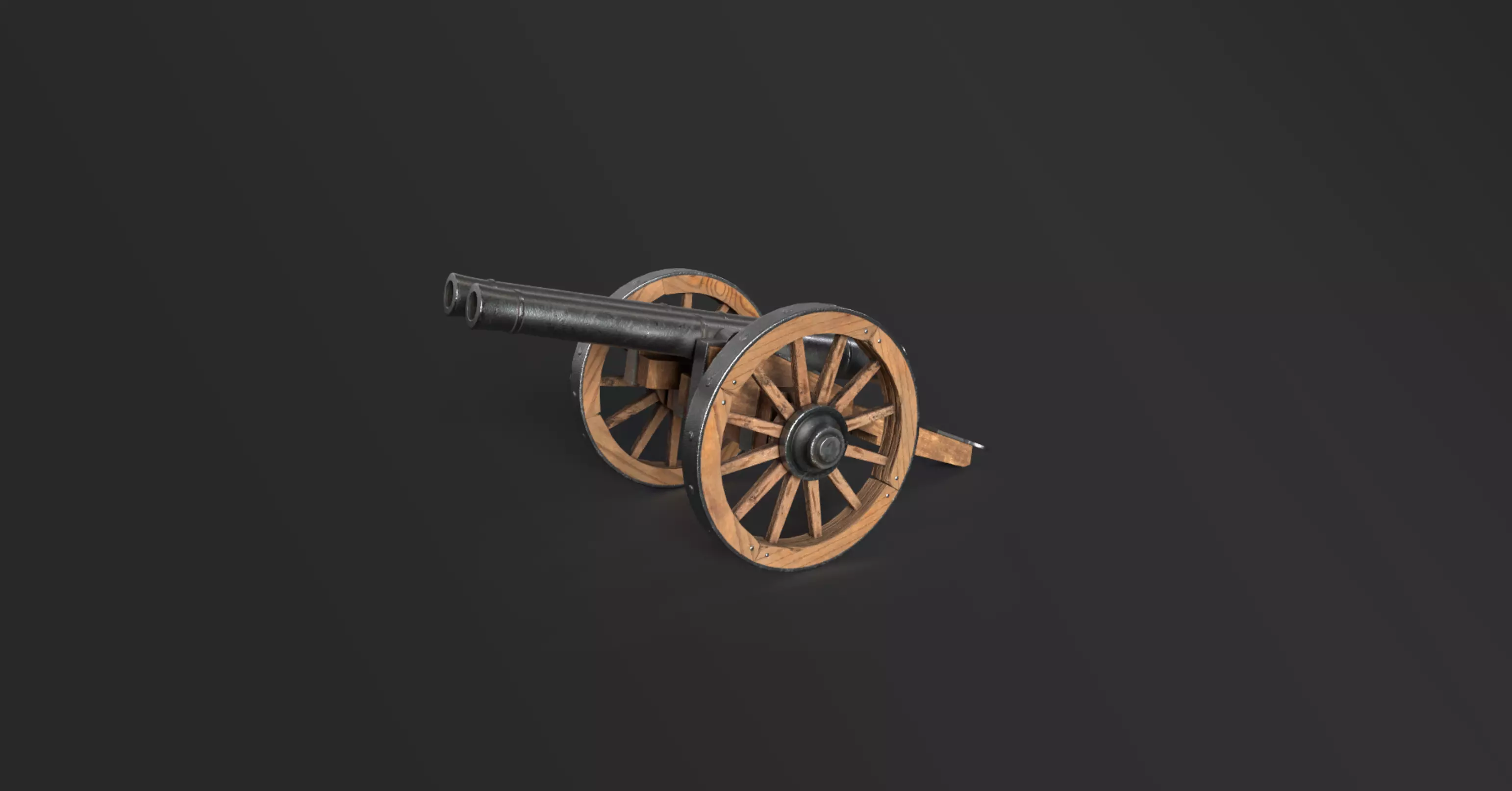 Medieval or Modern Era Twin Cannon Low-poly 3D model_0