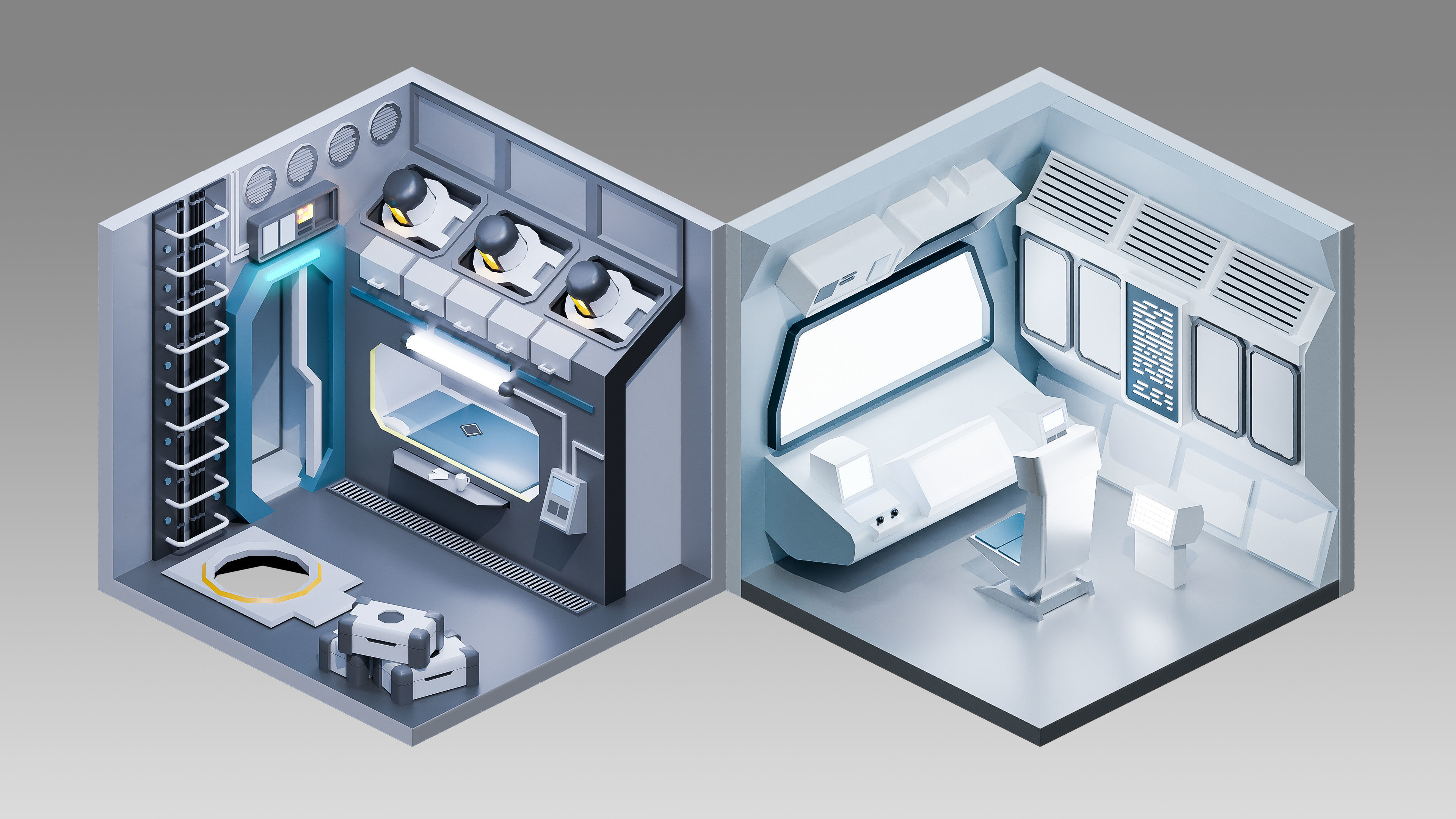 Sci-Fi Rooms Low-poly 3D model_13