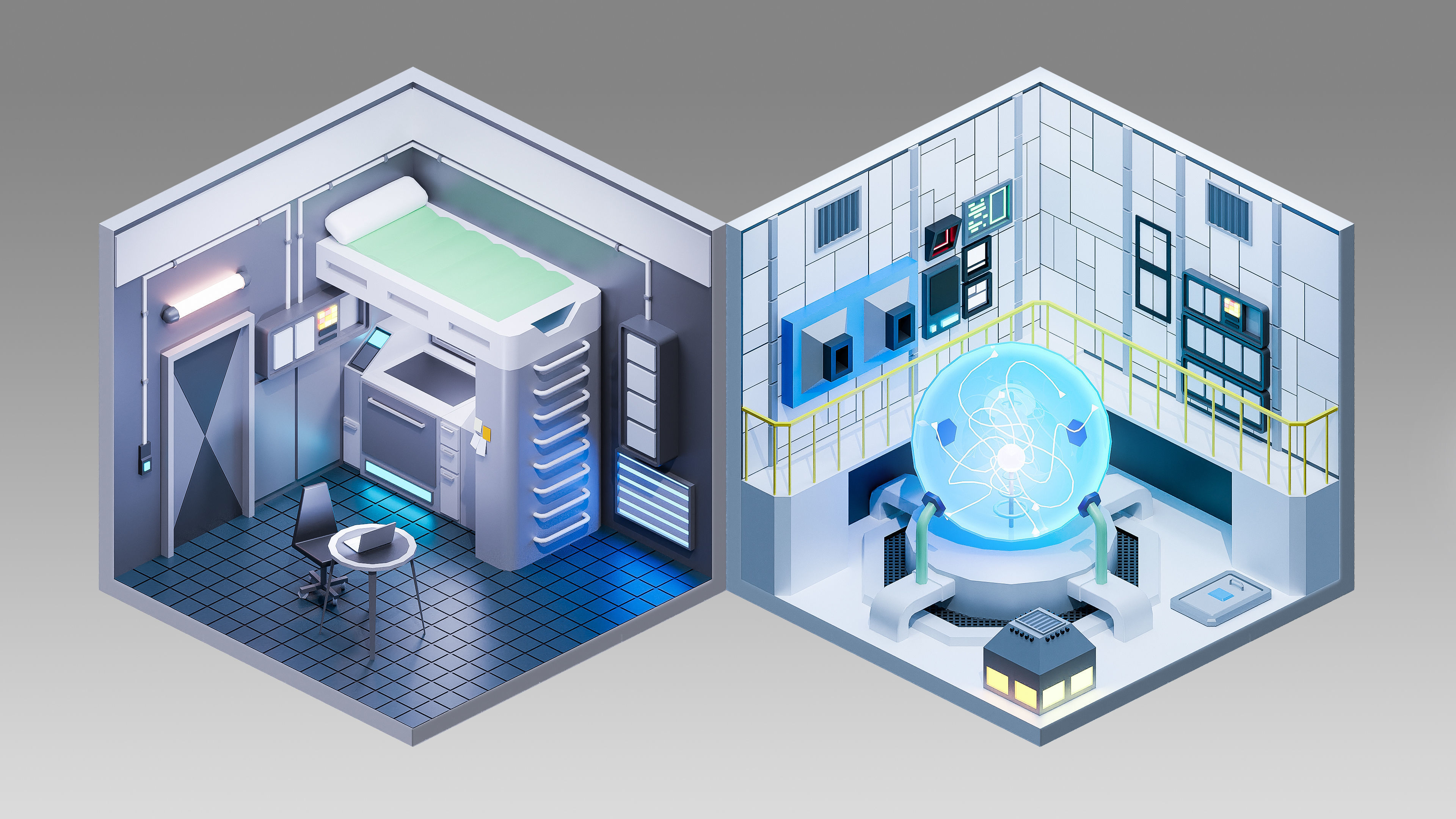 Sci-Fi Rooms Low-poly 3D model_14