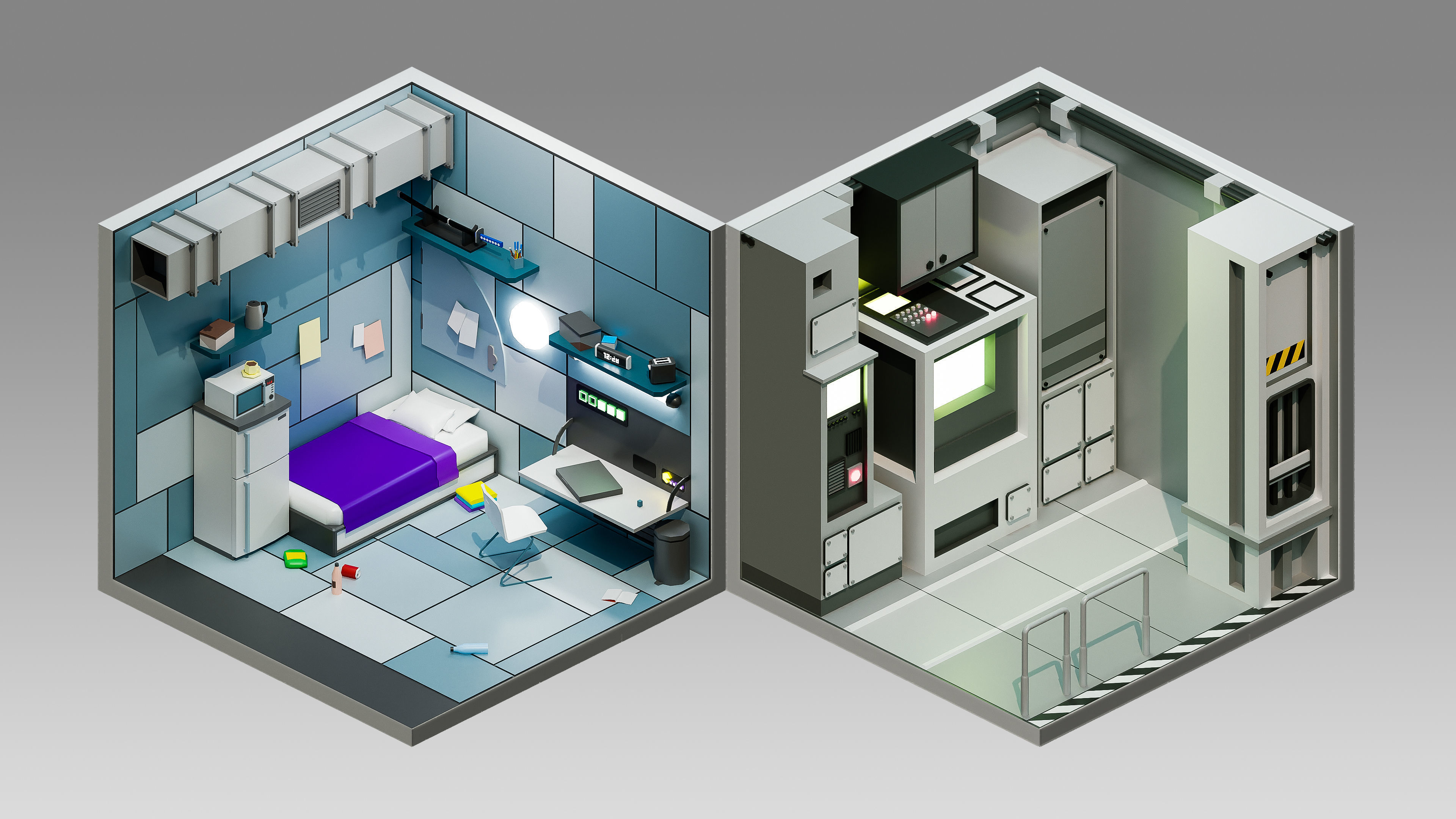 Sci-Fi Rooms Low-poly 3D model_3