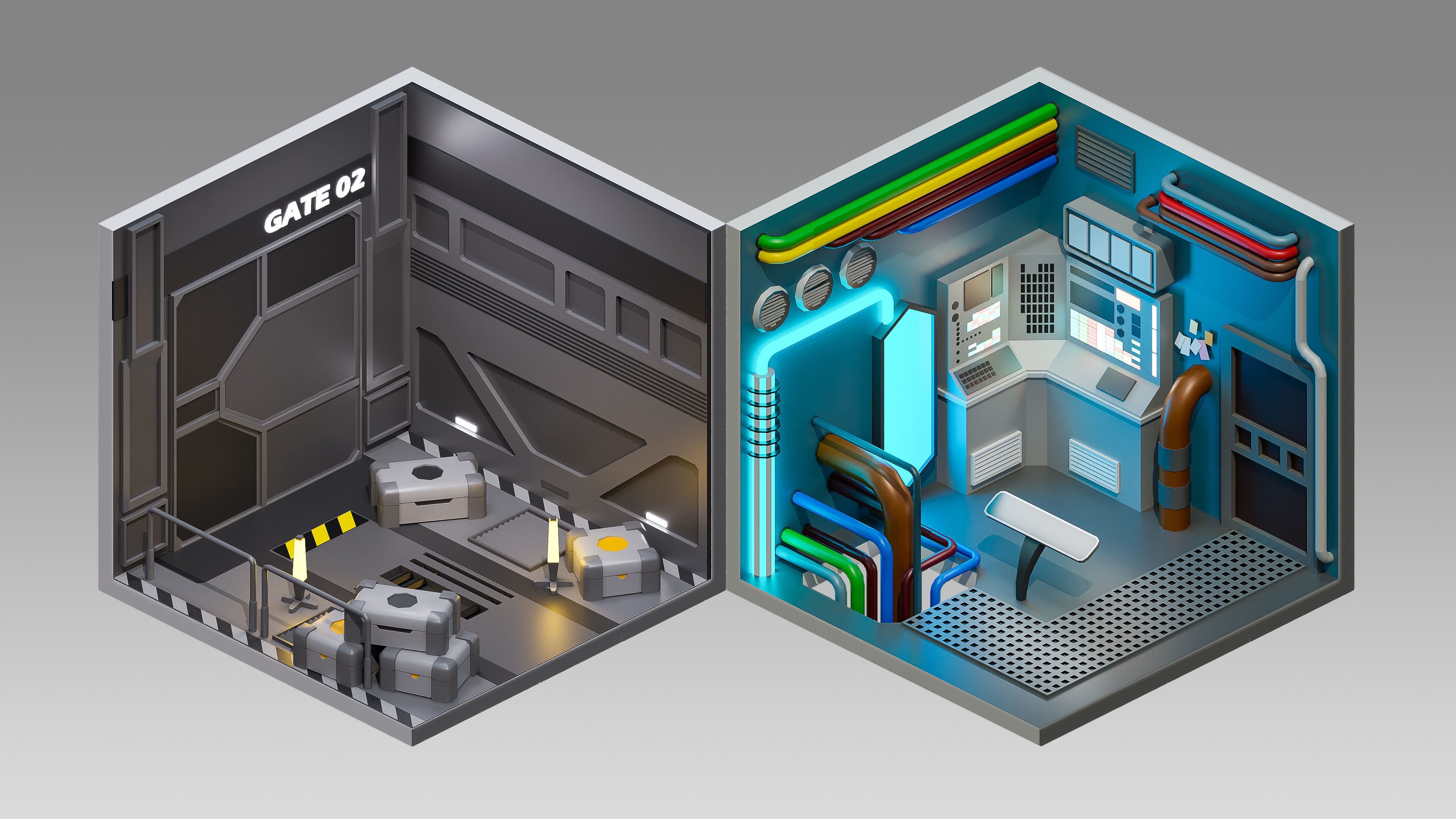 Sci-Fi Rooms Low-poly 3D model_16