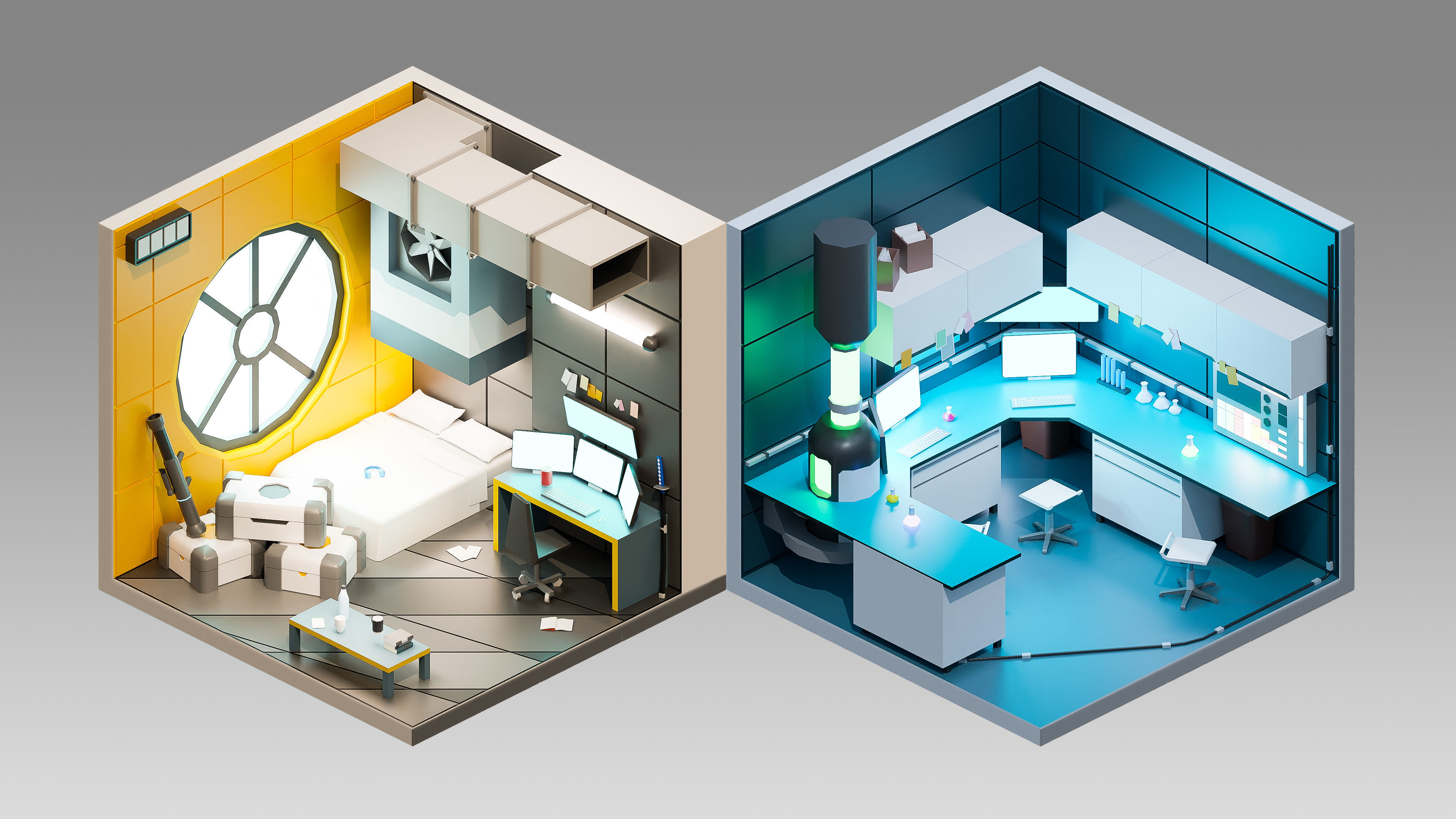 Sci-Fi Rooms Low-poly 3D model_11