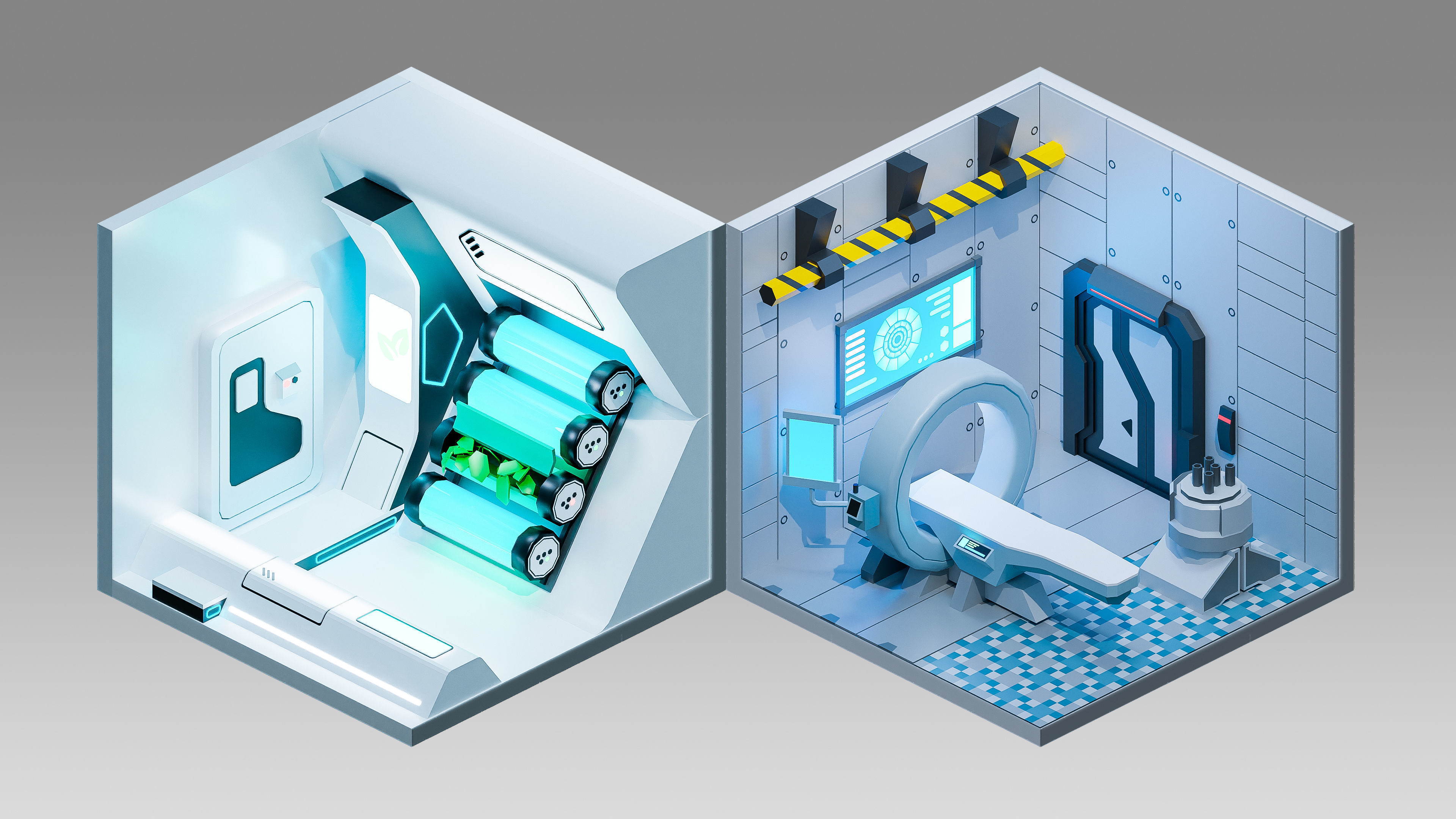 Sci-Fi Rooms Low-poly 3D model_5