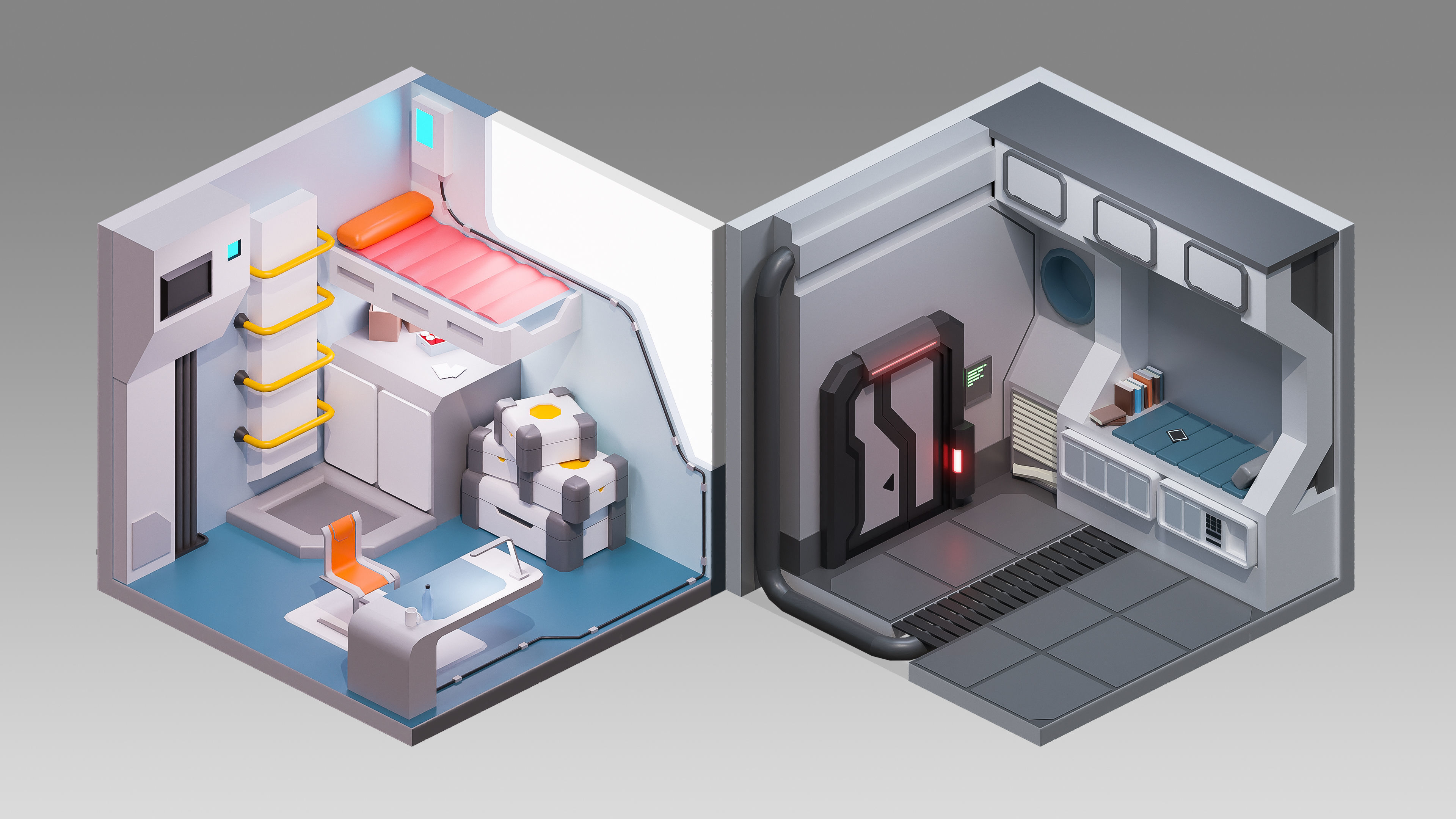 Sci-Fi Rooms Low-poly 3D model_10