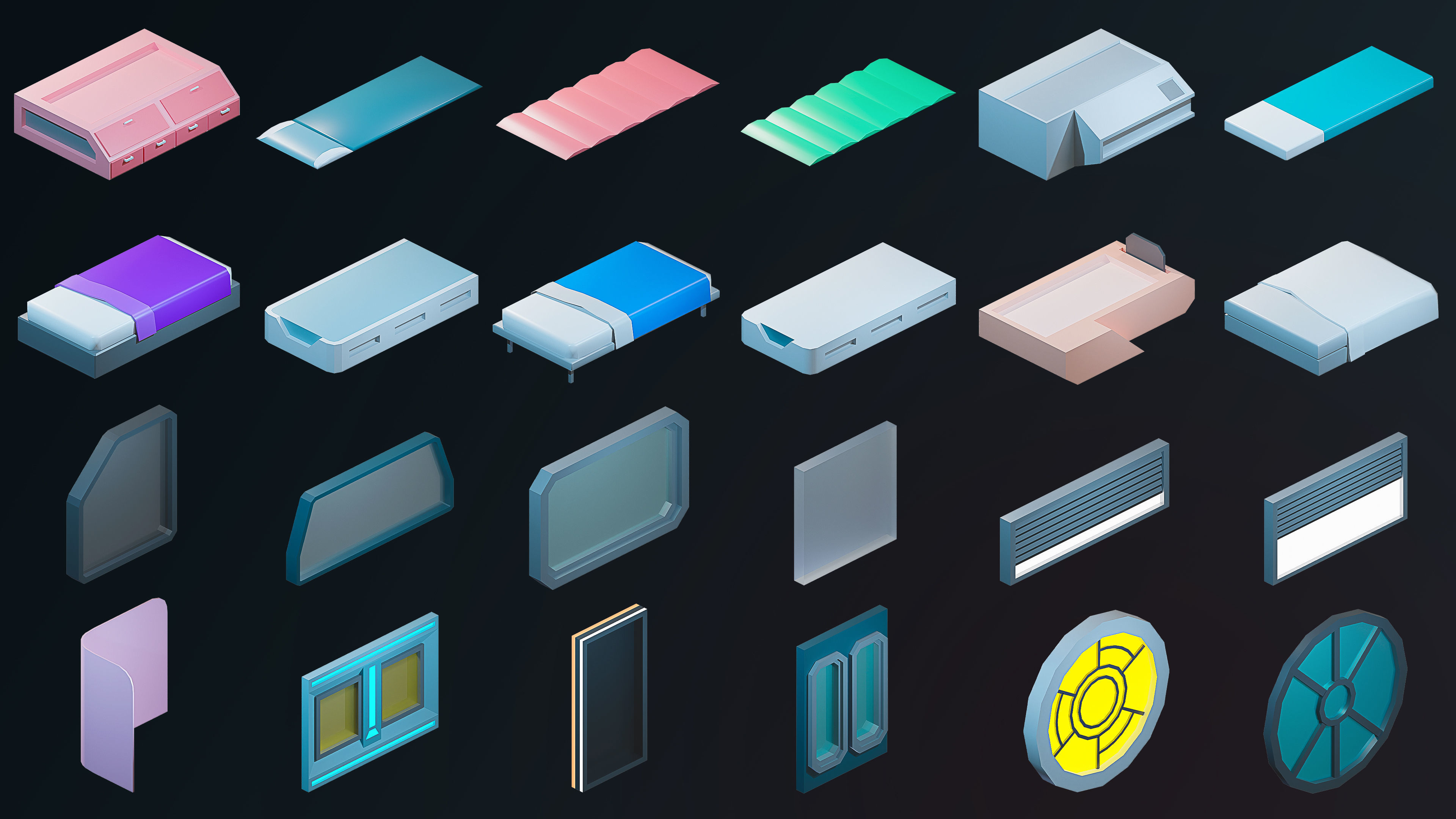 Sci-Fi Rooms Low-poly 3D model_24