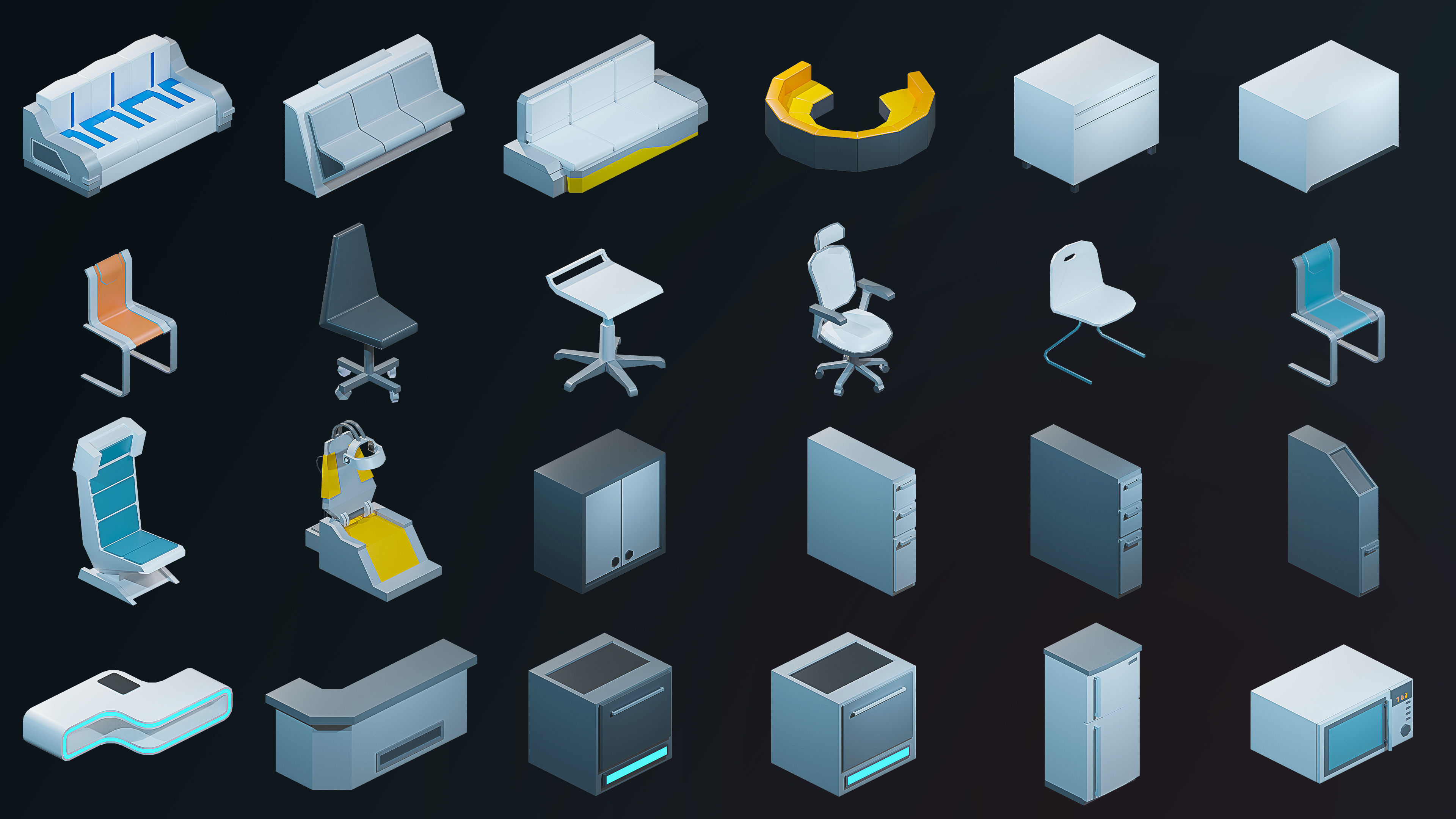 Sci-Fi Rooms Low-poly 3D model_17