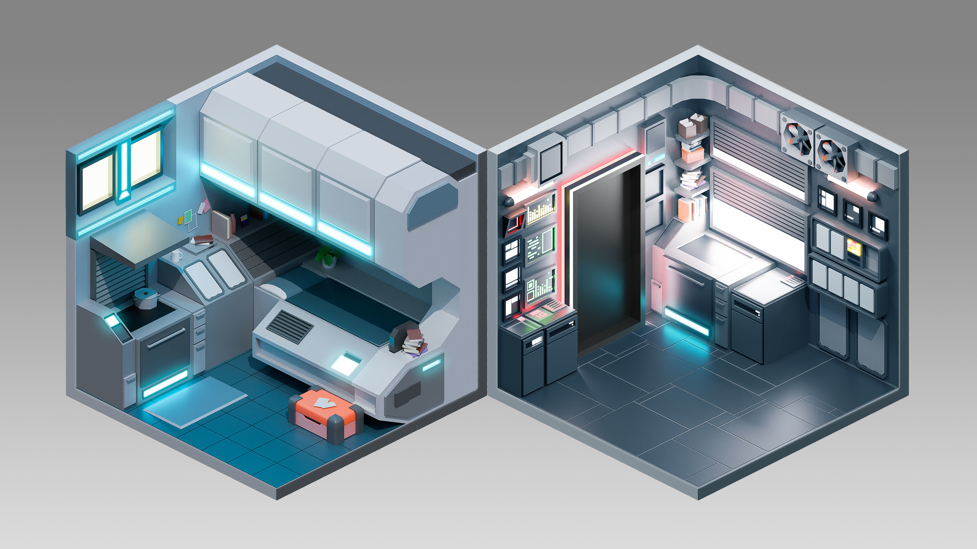 Sci-Fi Rooms Low-poly 3D model_6