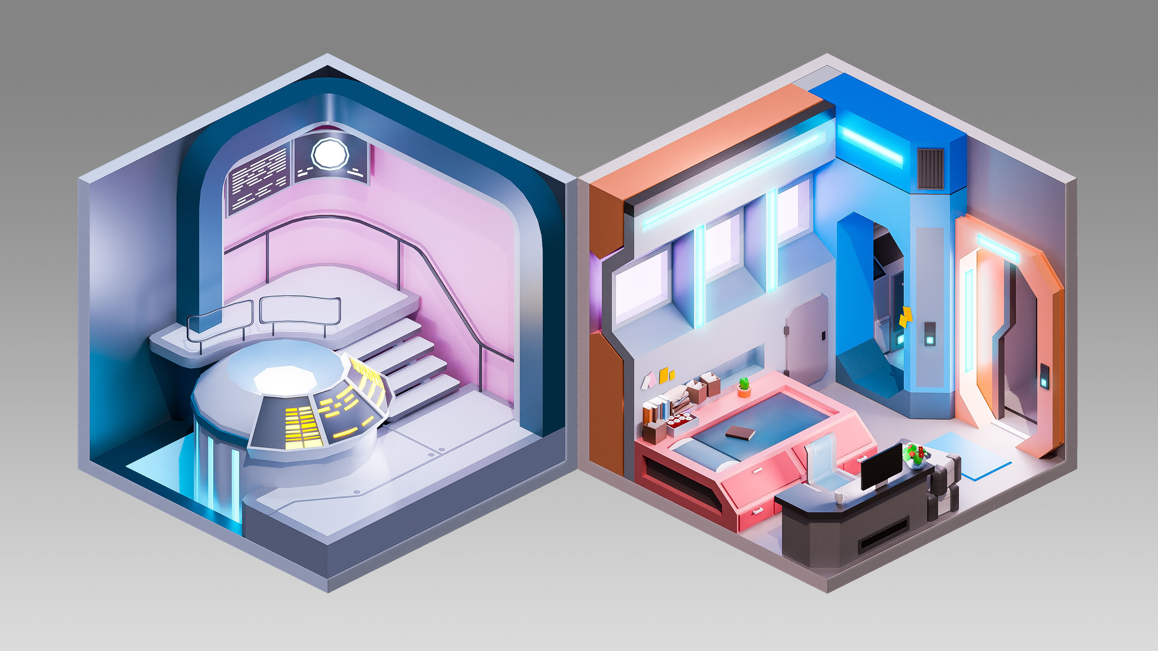 Sci-Fi Rooms Low-poly 3D model_12