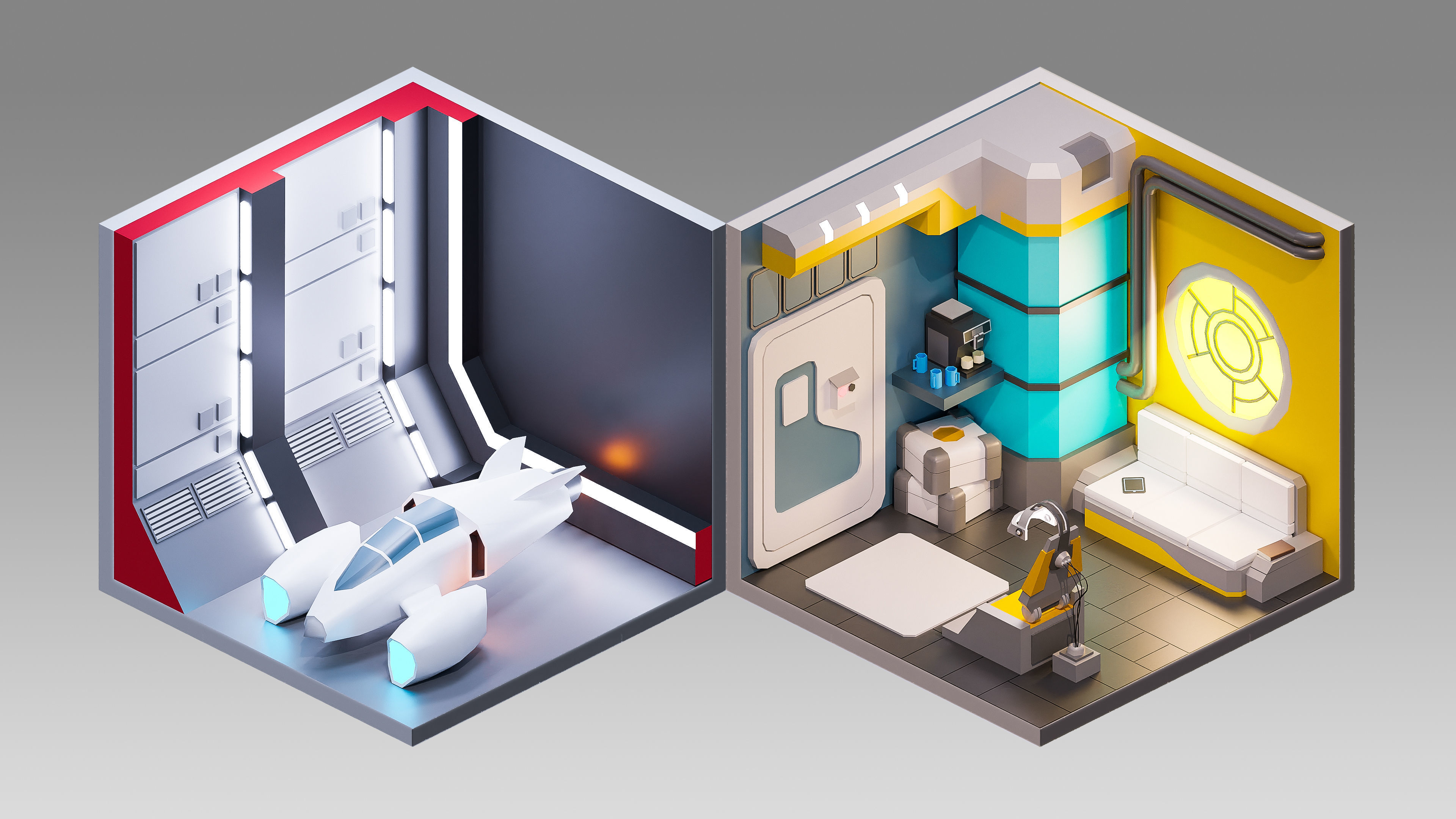 Sci-Fi Rooms Low-poly 3D model_15