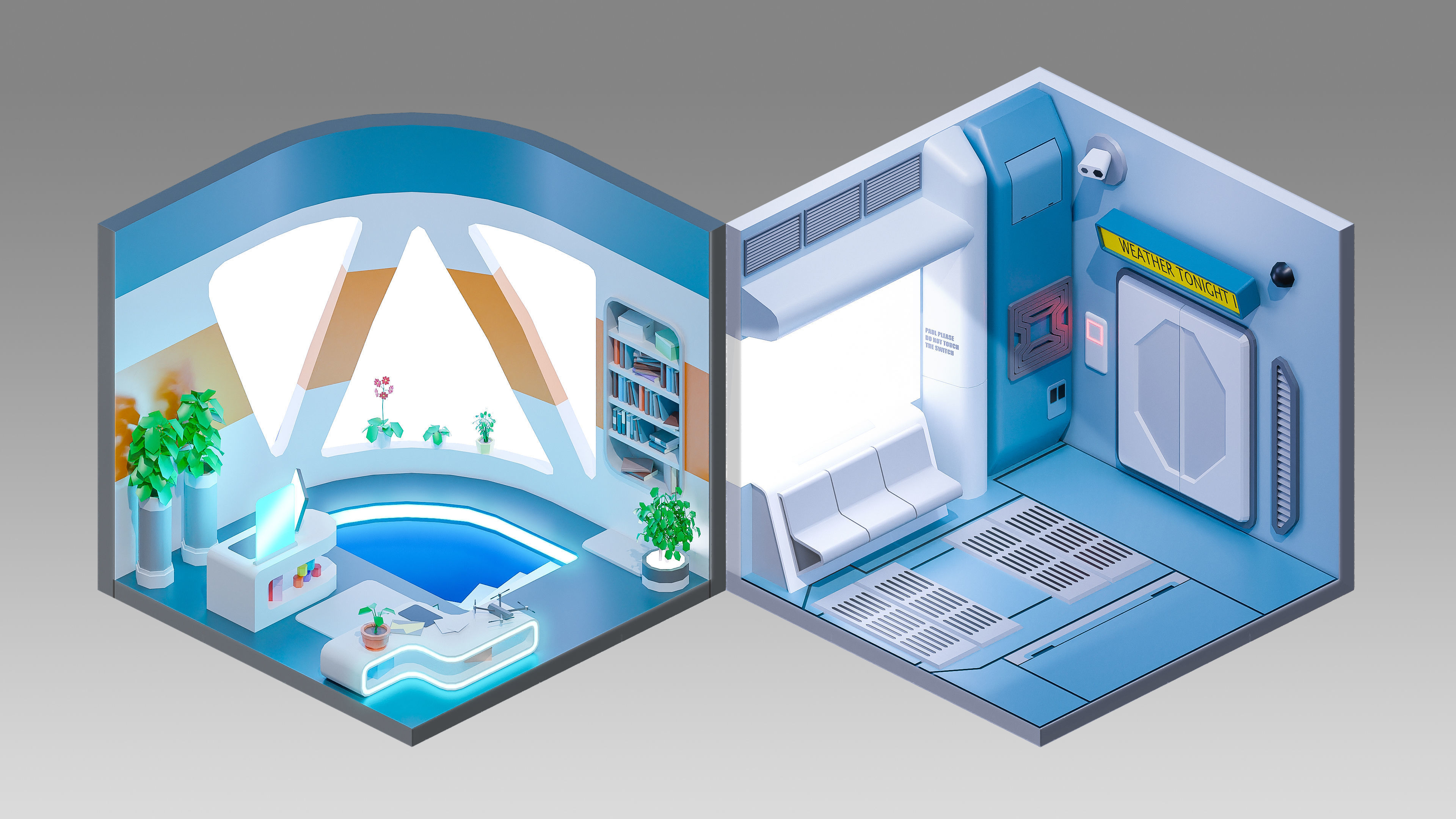 Sci-Fi Rooms Low-poly 3D model_4