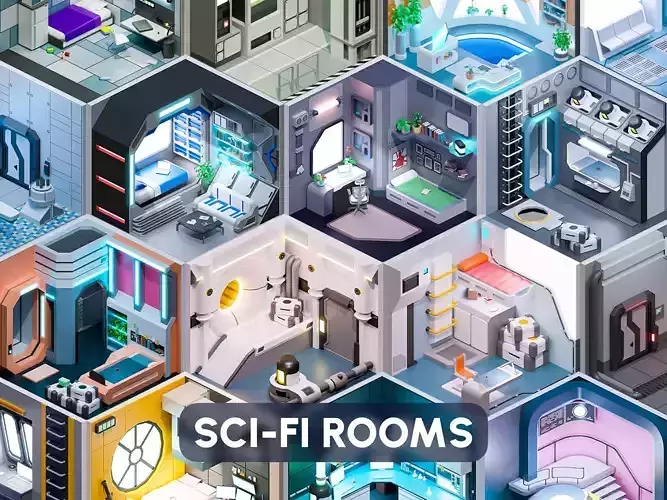 Sci-Fi Rooms Low-poly 3D model