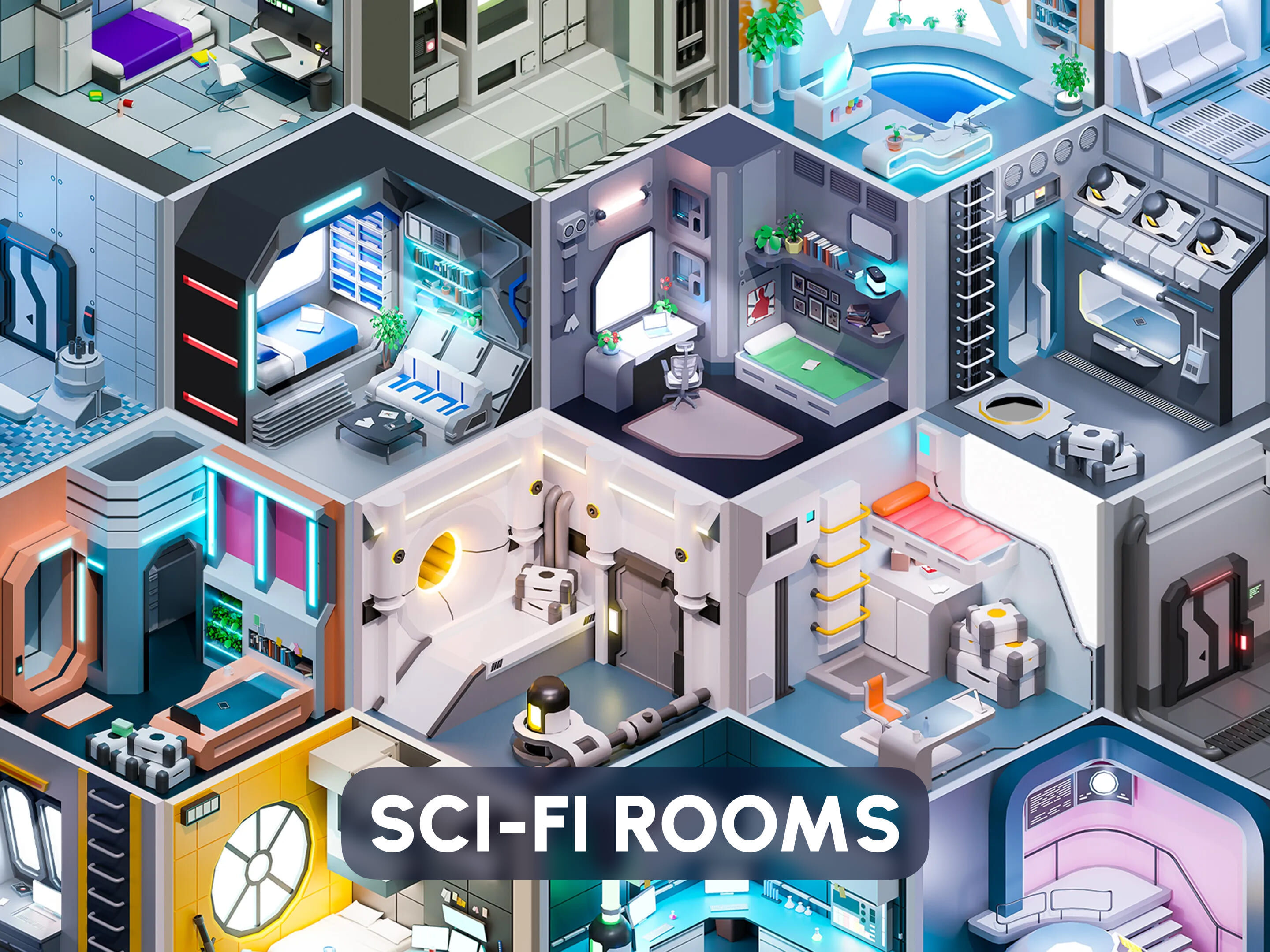 Sci-Fi Rooms Low-poly 3D model_0