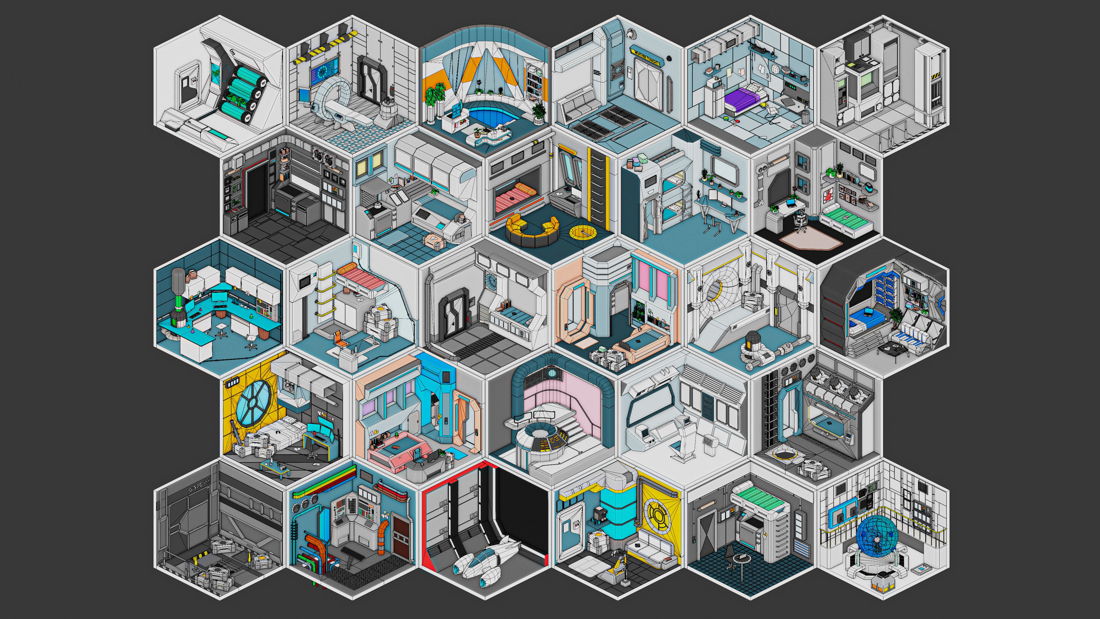 Sci-Fi Rooms Low-poly 3D model_49