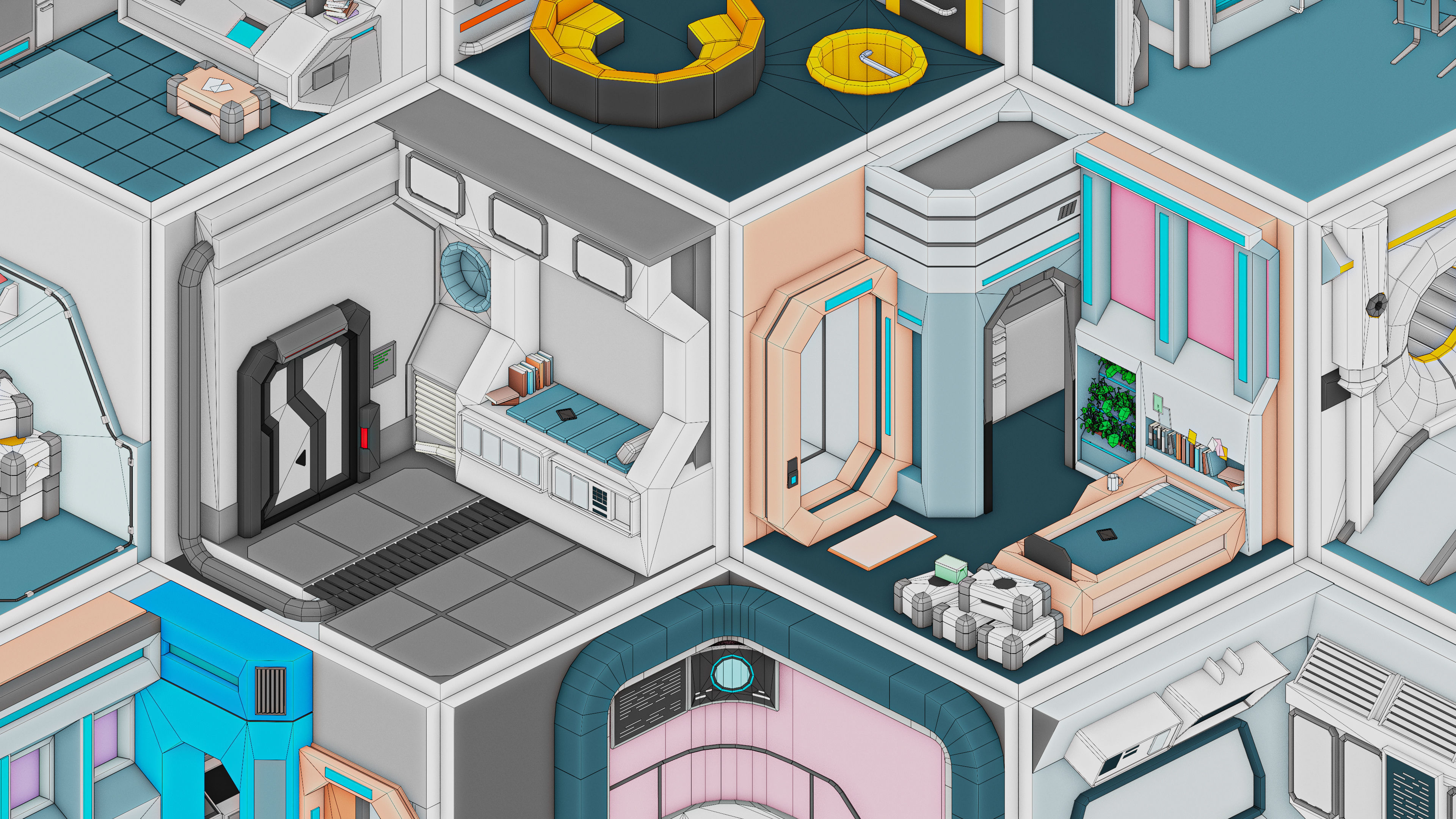 Sci-Fi Rooms Low-poly 3D model_50