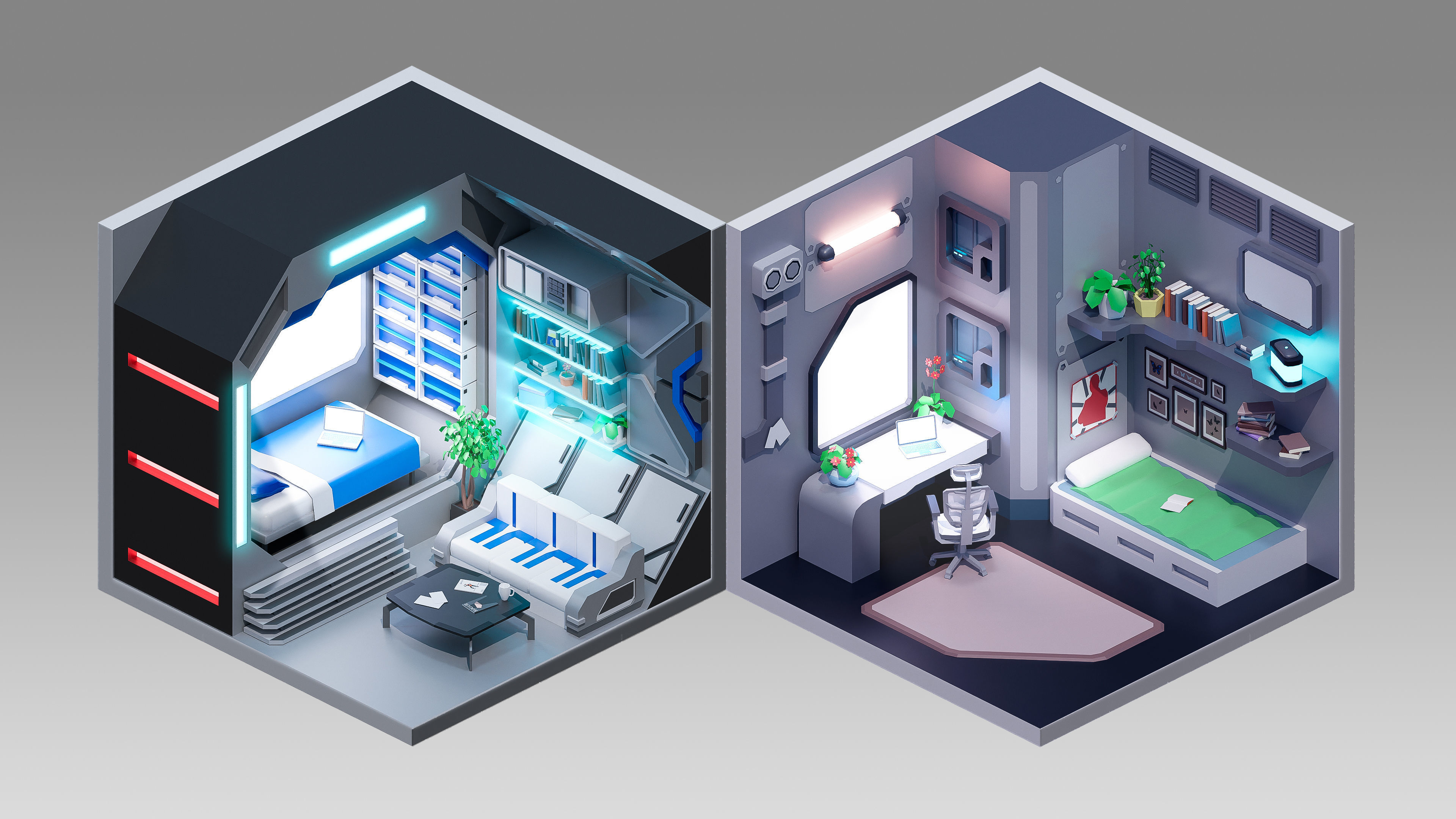 Sci-Fi Rooms Low-poly 3D model_8