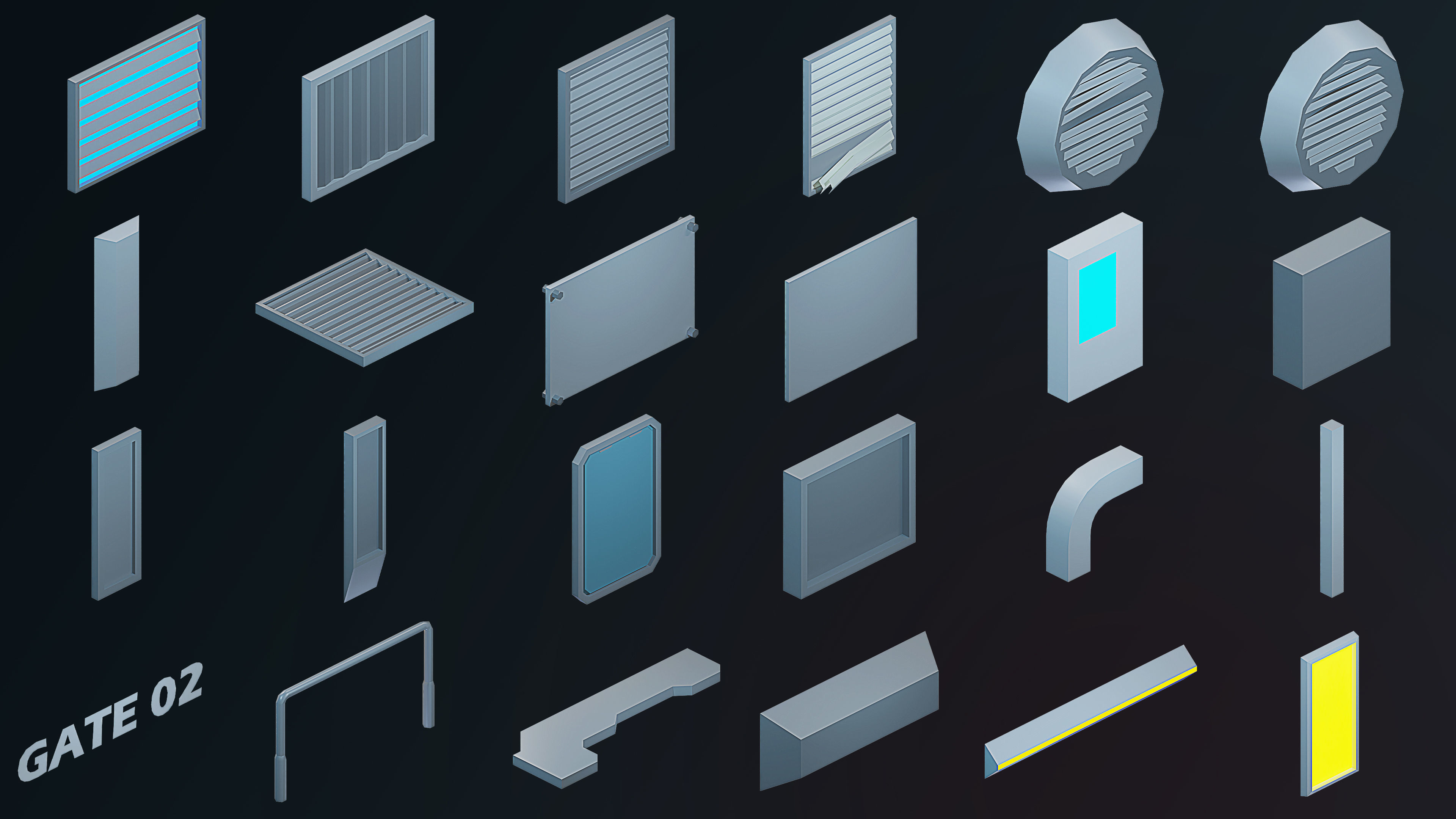 Sci-Fi Rooms Low-poly 3D model_30