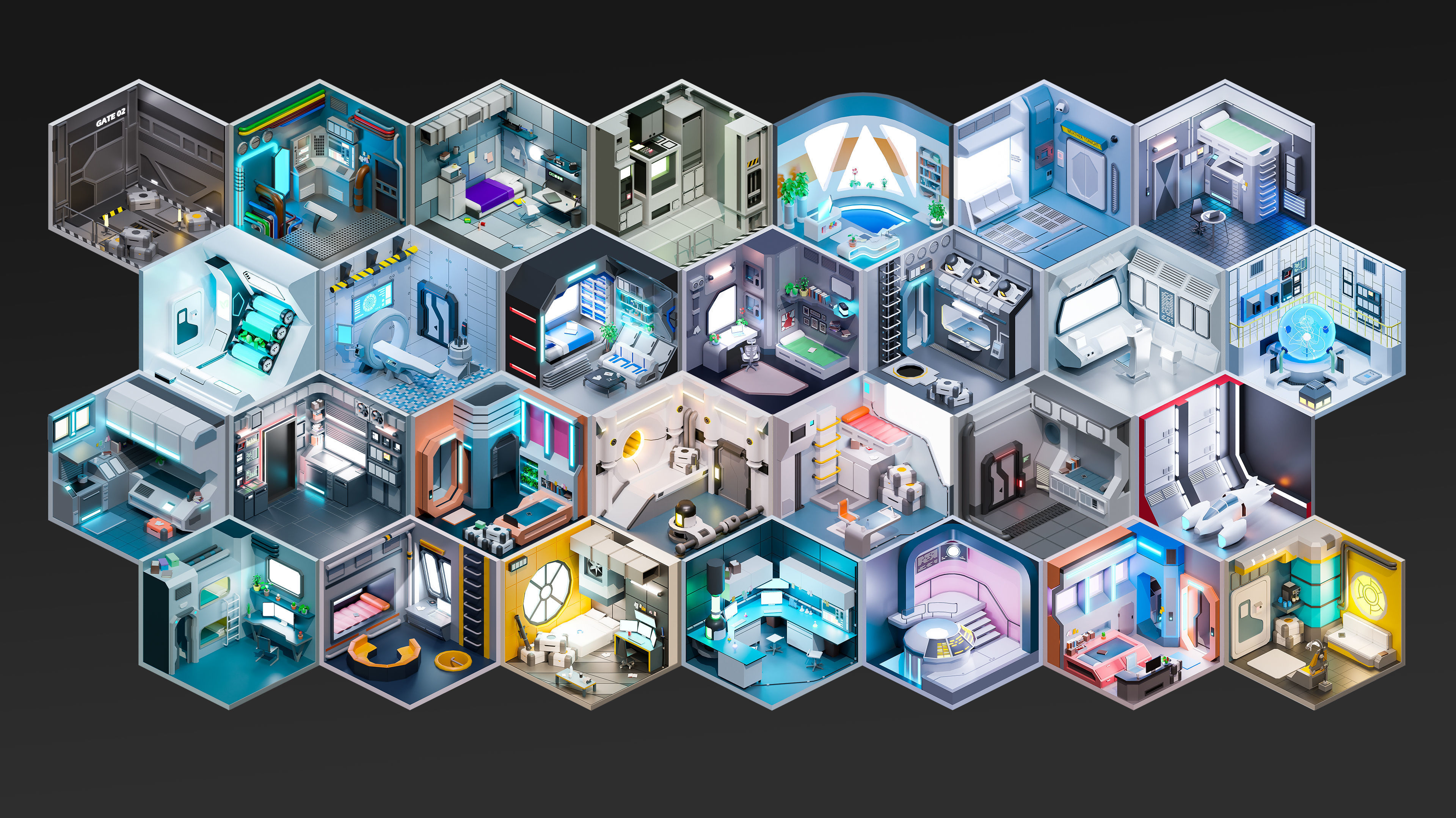 Sci-Fi Rooms Low-poly 3D model_2