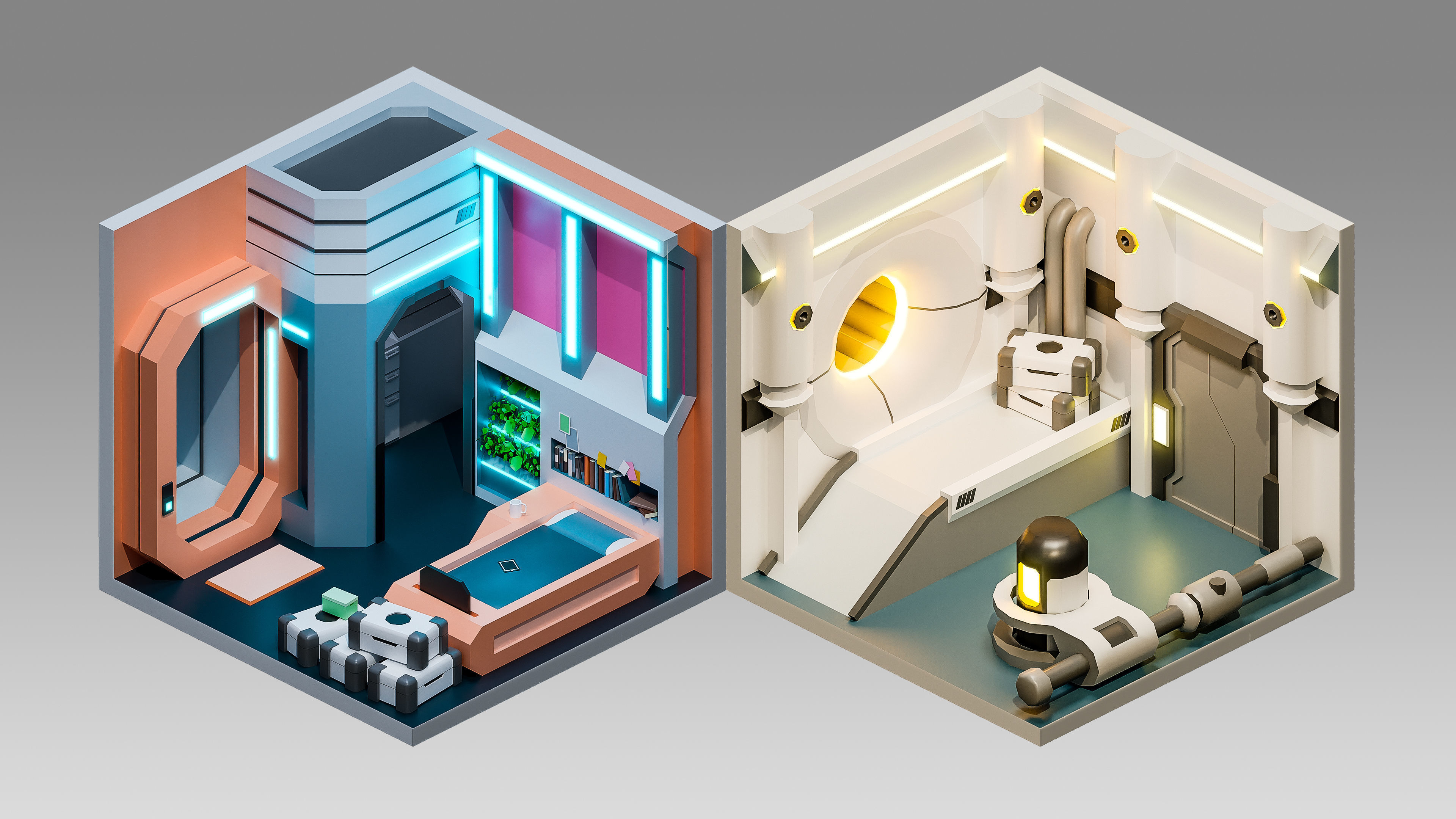 Sci-Fi Rooms Low-poly 3D model_9
