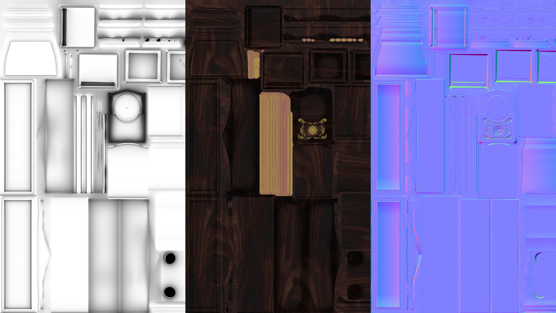 Grandfather Clock Low-poly 3D model_5