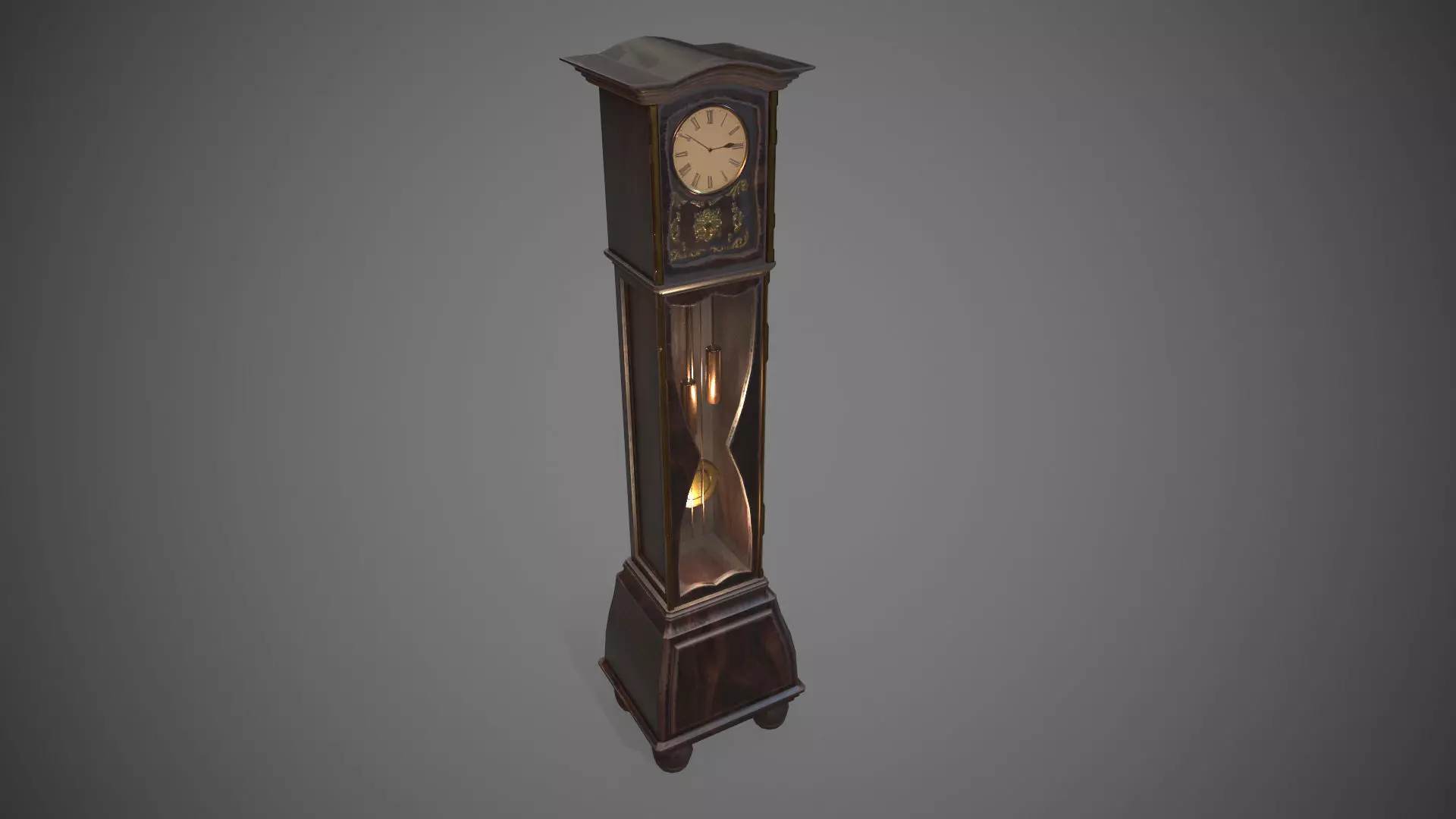 Grandfather Clock Low-poly 3D model_0