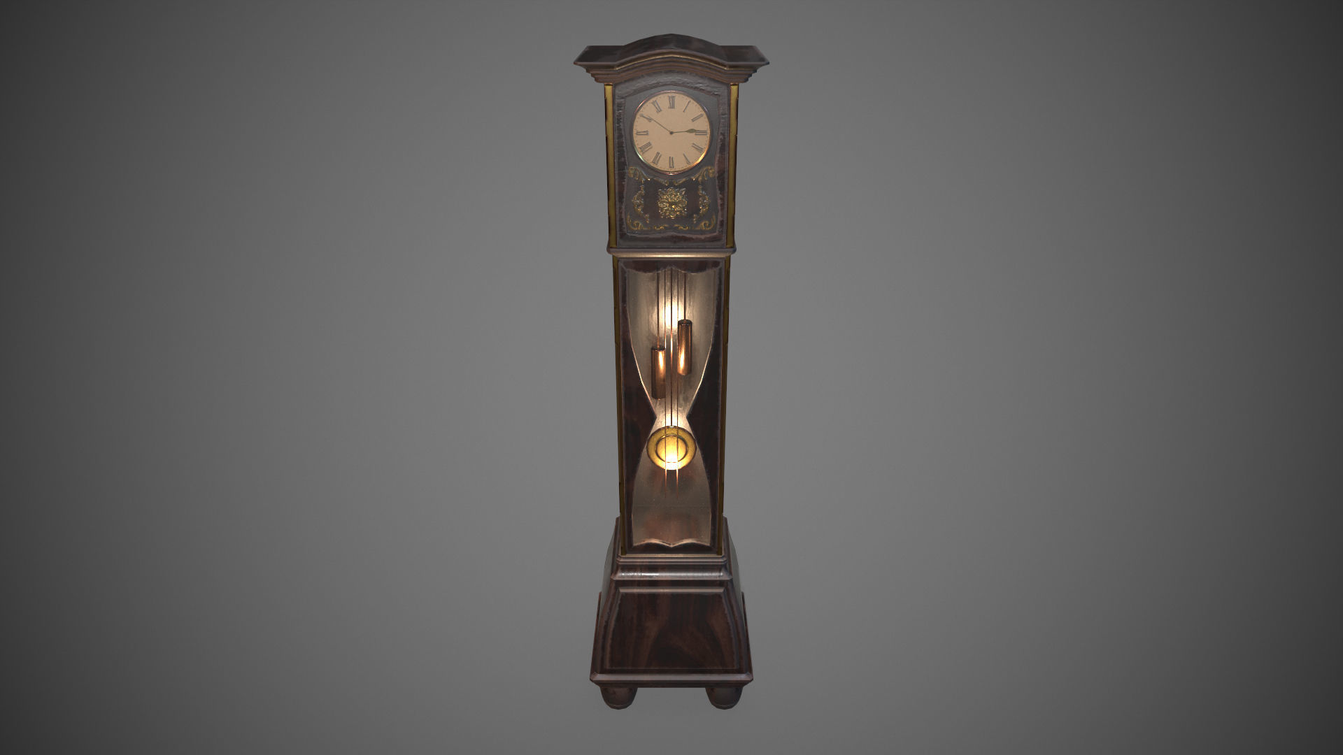 Grandfather Clock Low-poly 3D model_2