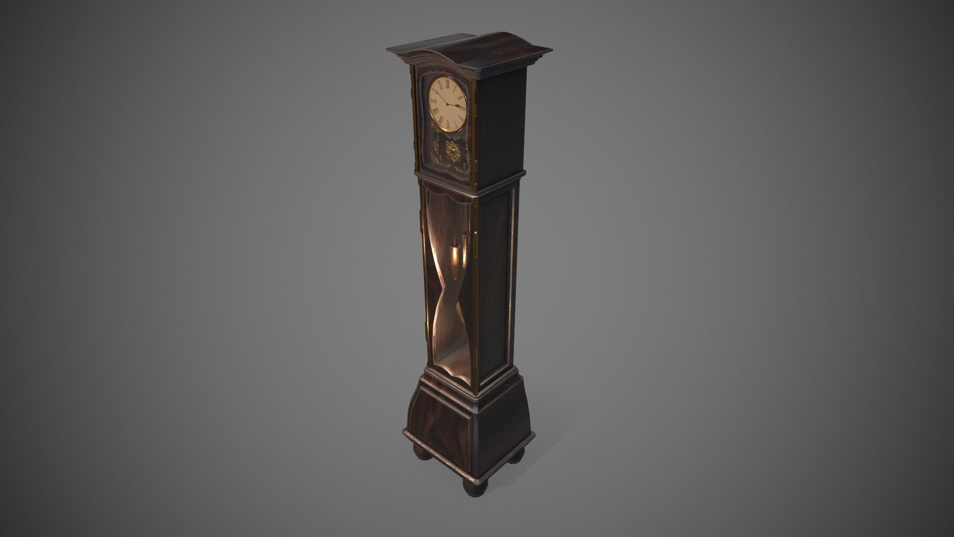 Grandfather Clock Low-poly 3D model_3