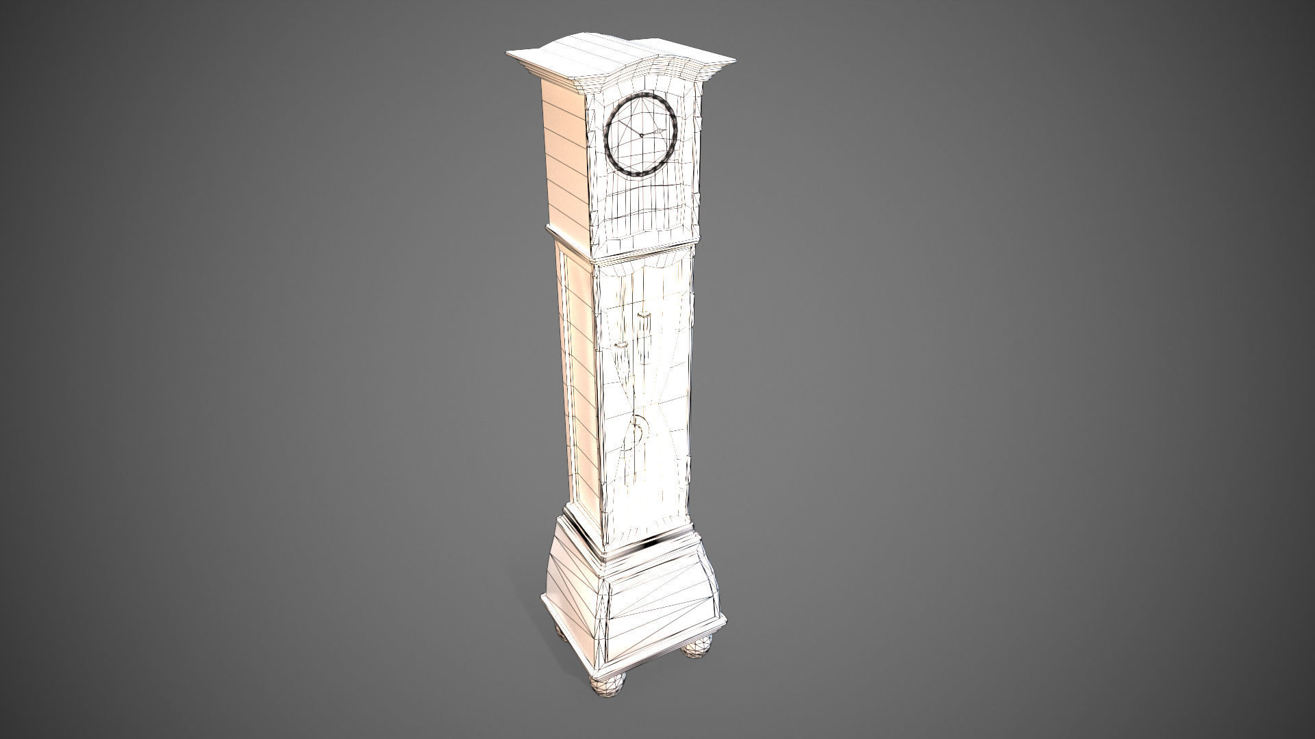 Grandfather Clock Low-poly 3D model_4