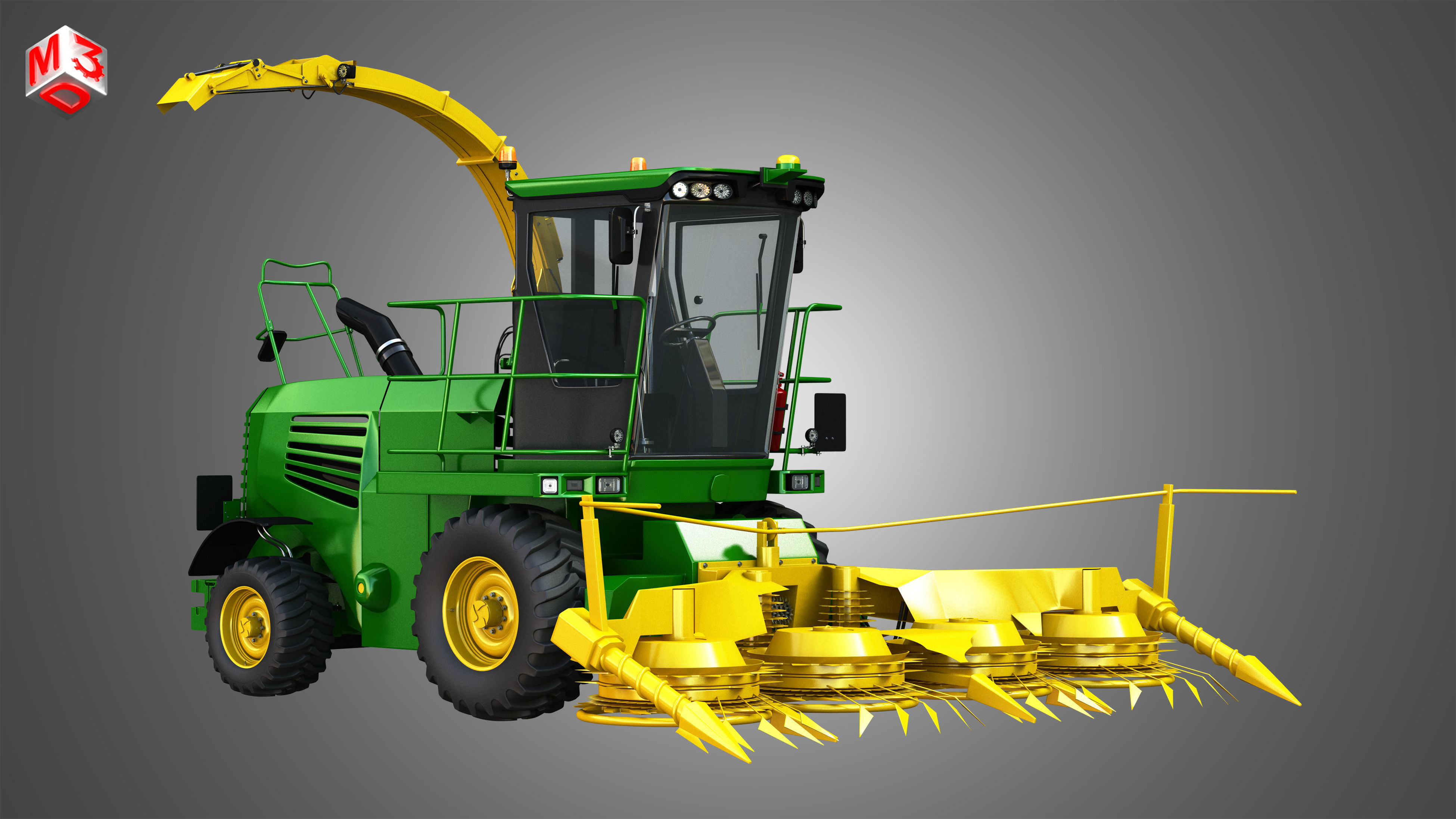 JD - 7300 Forage Harvester Combine 3D model_2