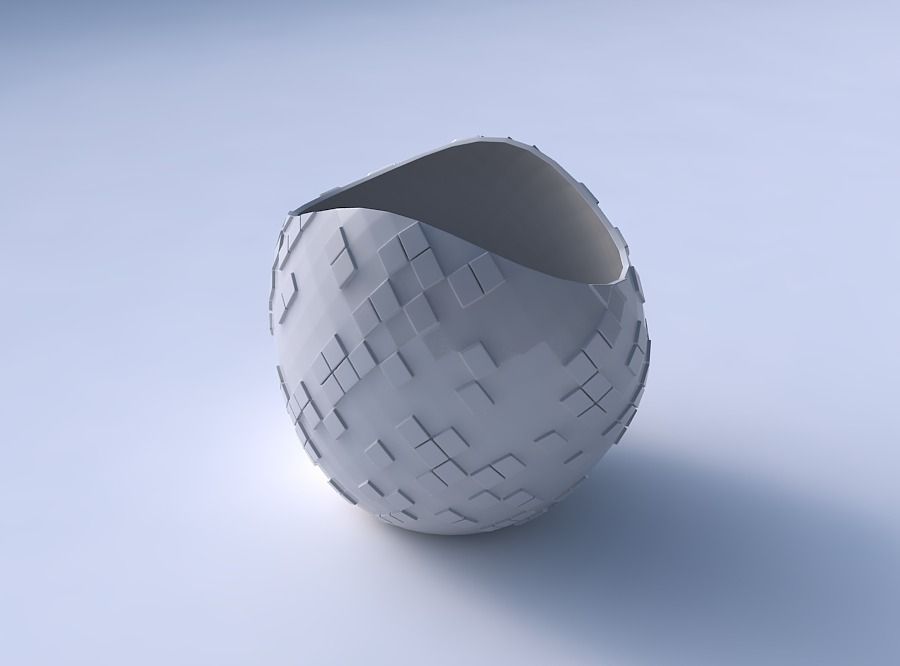 Bowl compressed 3 with scattered diagonal grid plates 3D print model_3