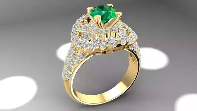 Luxury Halo Emerald Diamond Ring for Women 1092
