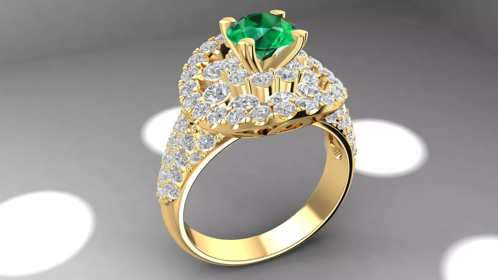 Luxury Halo Emerald Diamond Ring for Women 1092 3D print model