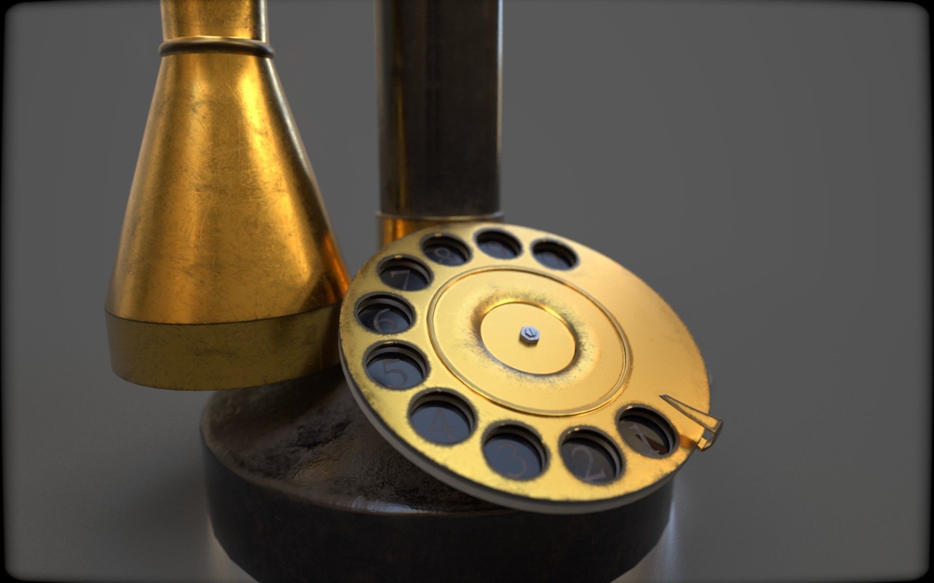 WW2 monophone Low-poly 3D model_1