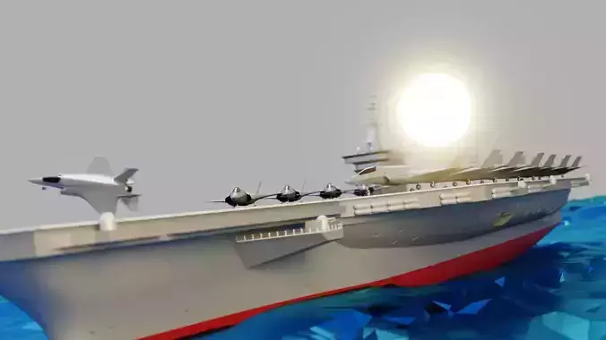 USS Nimitz Lowpoly Isometric  Low-poly 3D model