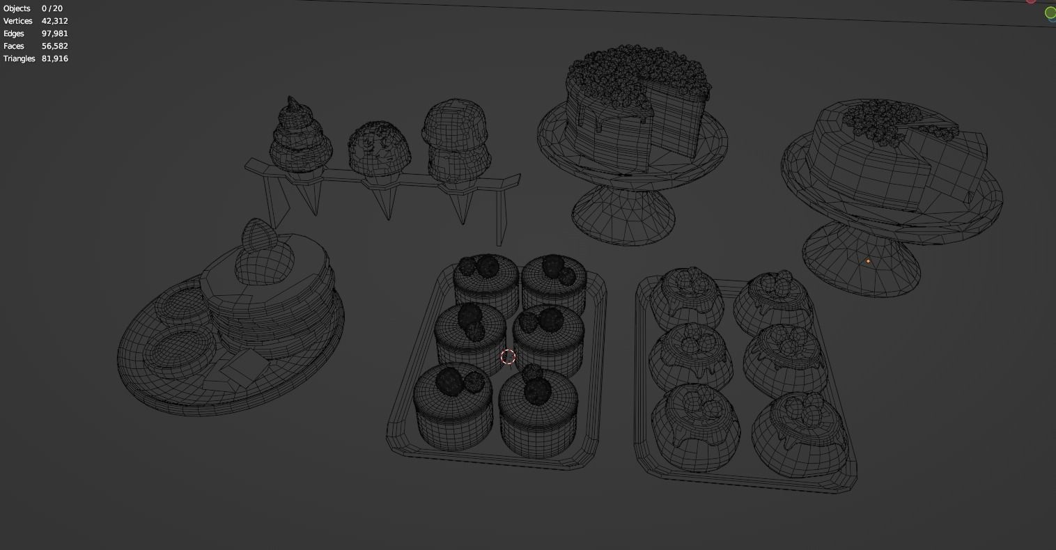 Low High Poly of 6 stylized Desserts for your renders and games Low-poly 3D model_7