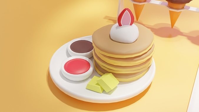 Low High Poly of 6 stylized Desserts for your renders and games Low-poly 3D model 6
