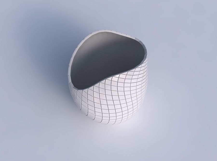 Bowl compressed and twisted with diagonal grid plates 3D print model_1