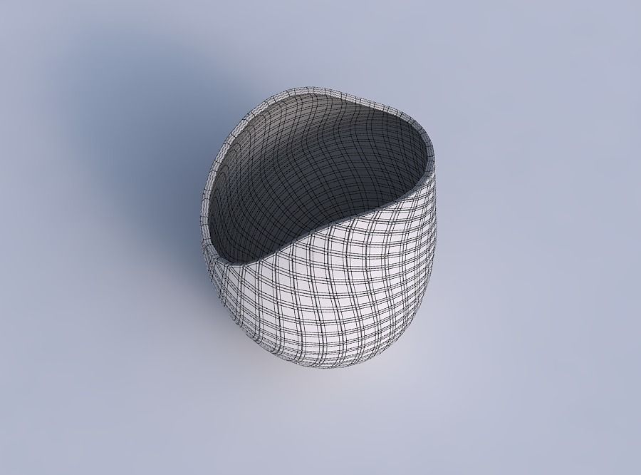 Bowl compressed and twisted with diagonal grid plates 3D print model_6