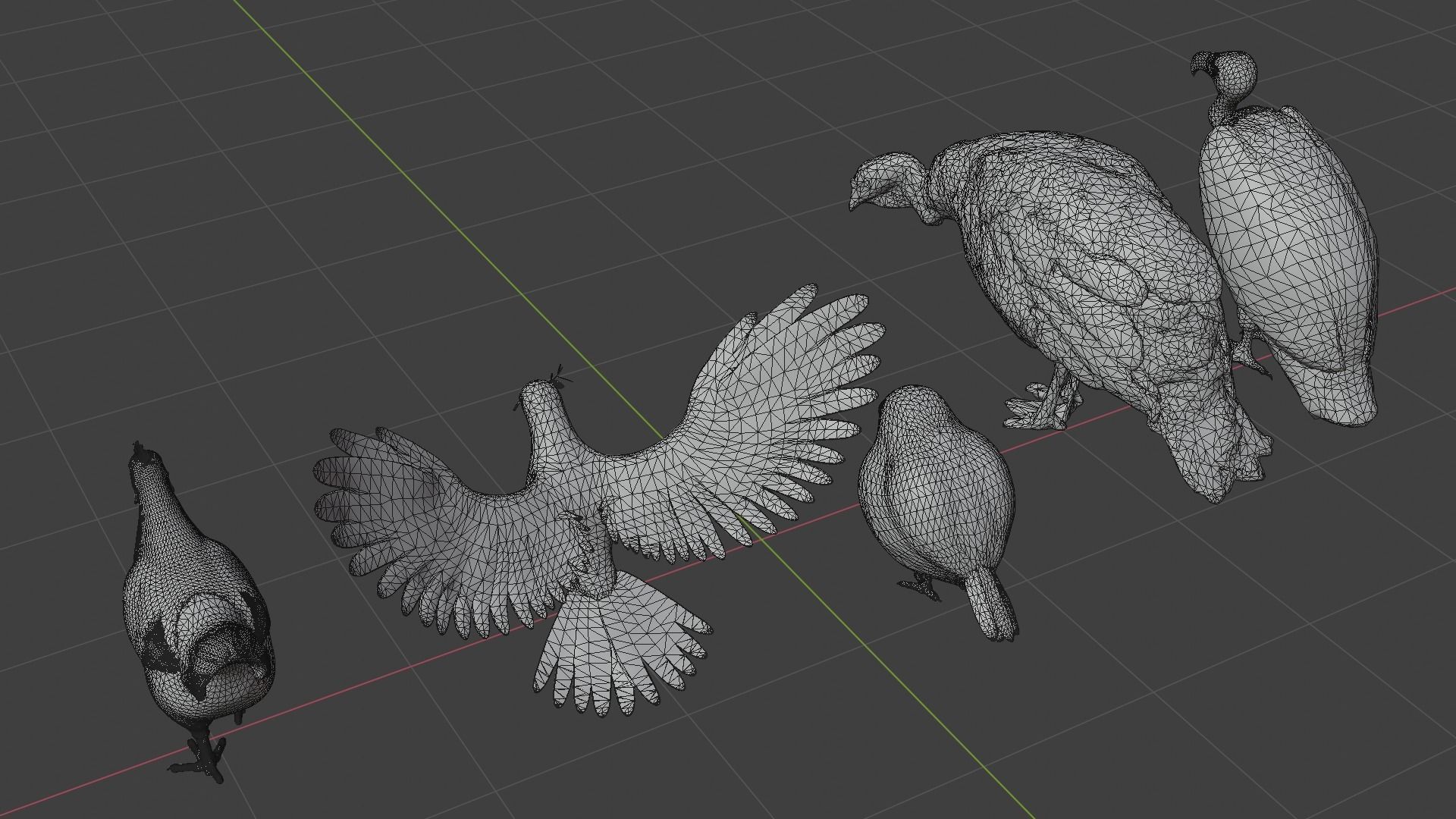 Bird group Chicken dove peace partridge vulture and turkey 3D model_6
